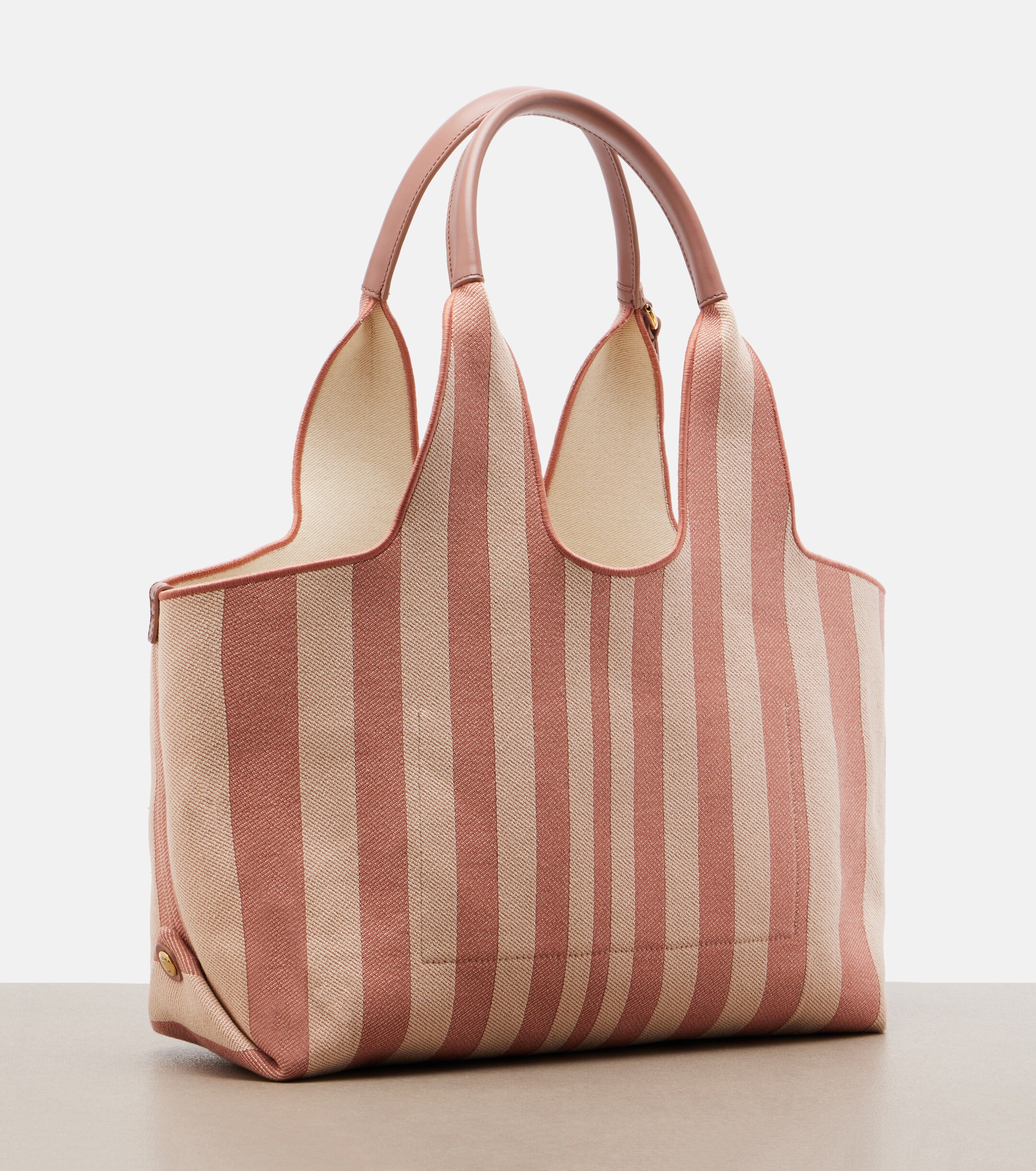 Chloé Chloé Stripy Large logo canvas tote bag