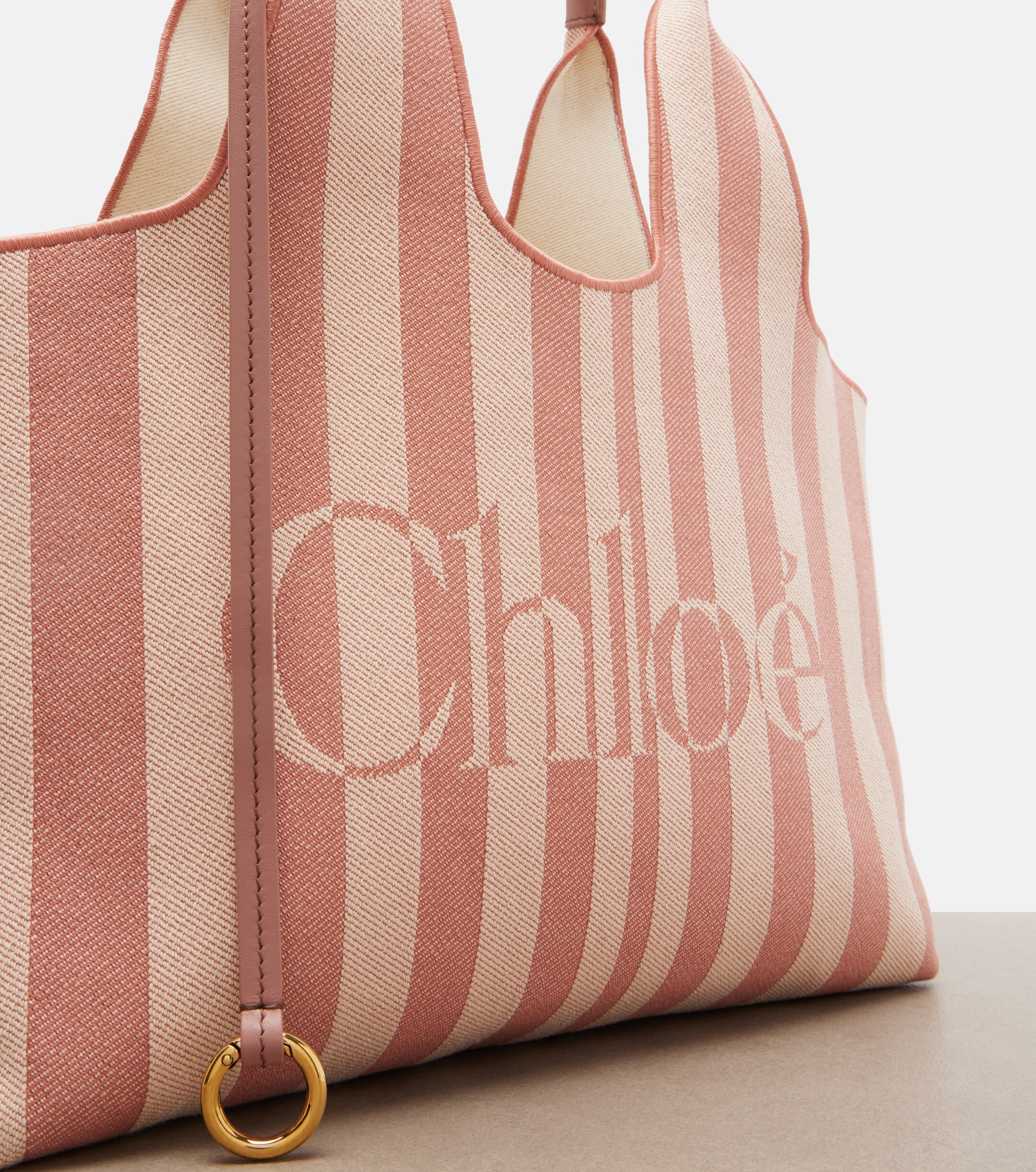 Chloé Chloé Stripy Large logo canvas tote bag