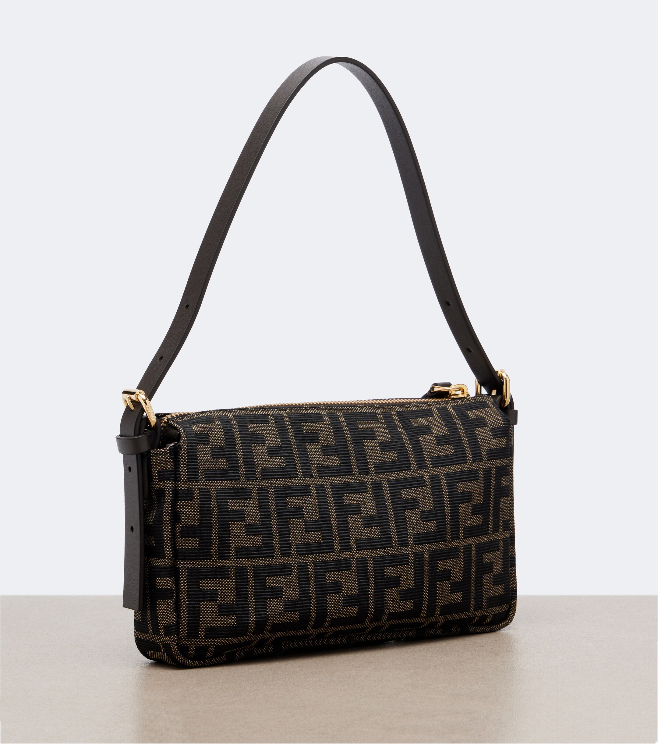Fendi Zip Top Small FF jacquard canvas shoulder bag