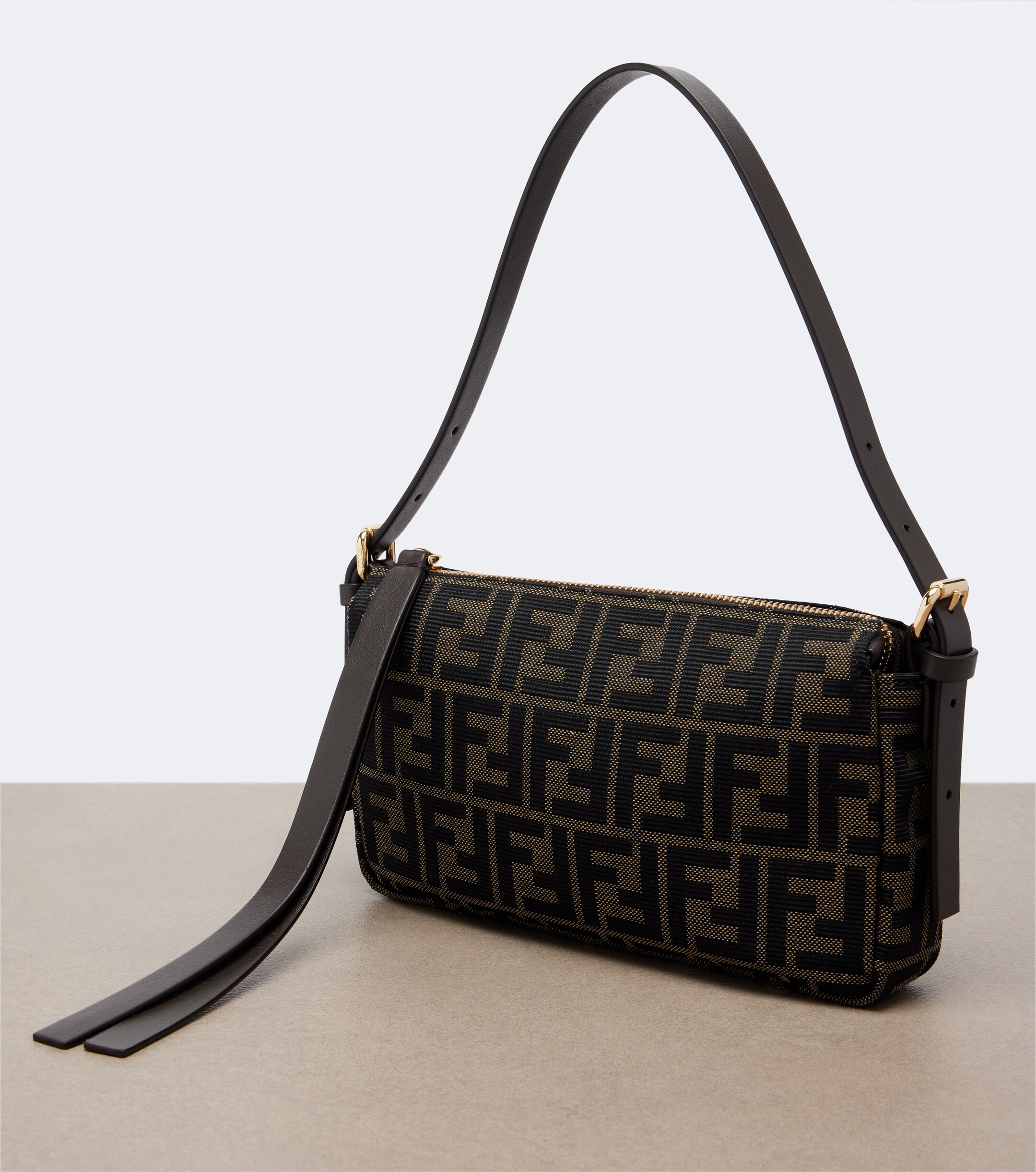 Fendi Zip Top Small FF jacquard canvas shoulder bag