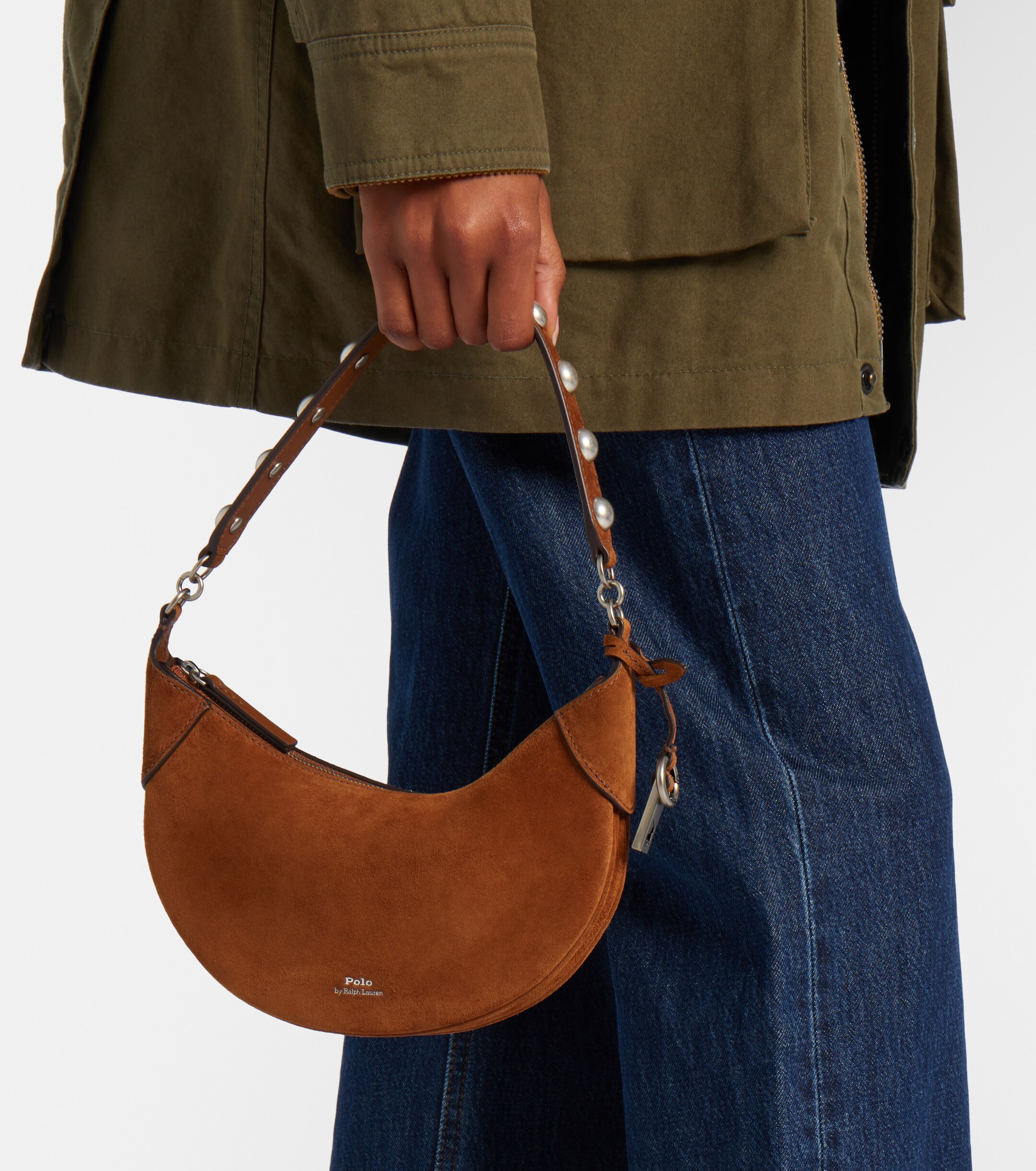 Polo Ralph Lauren Polo ID Mini studded suede shoulder bag