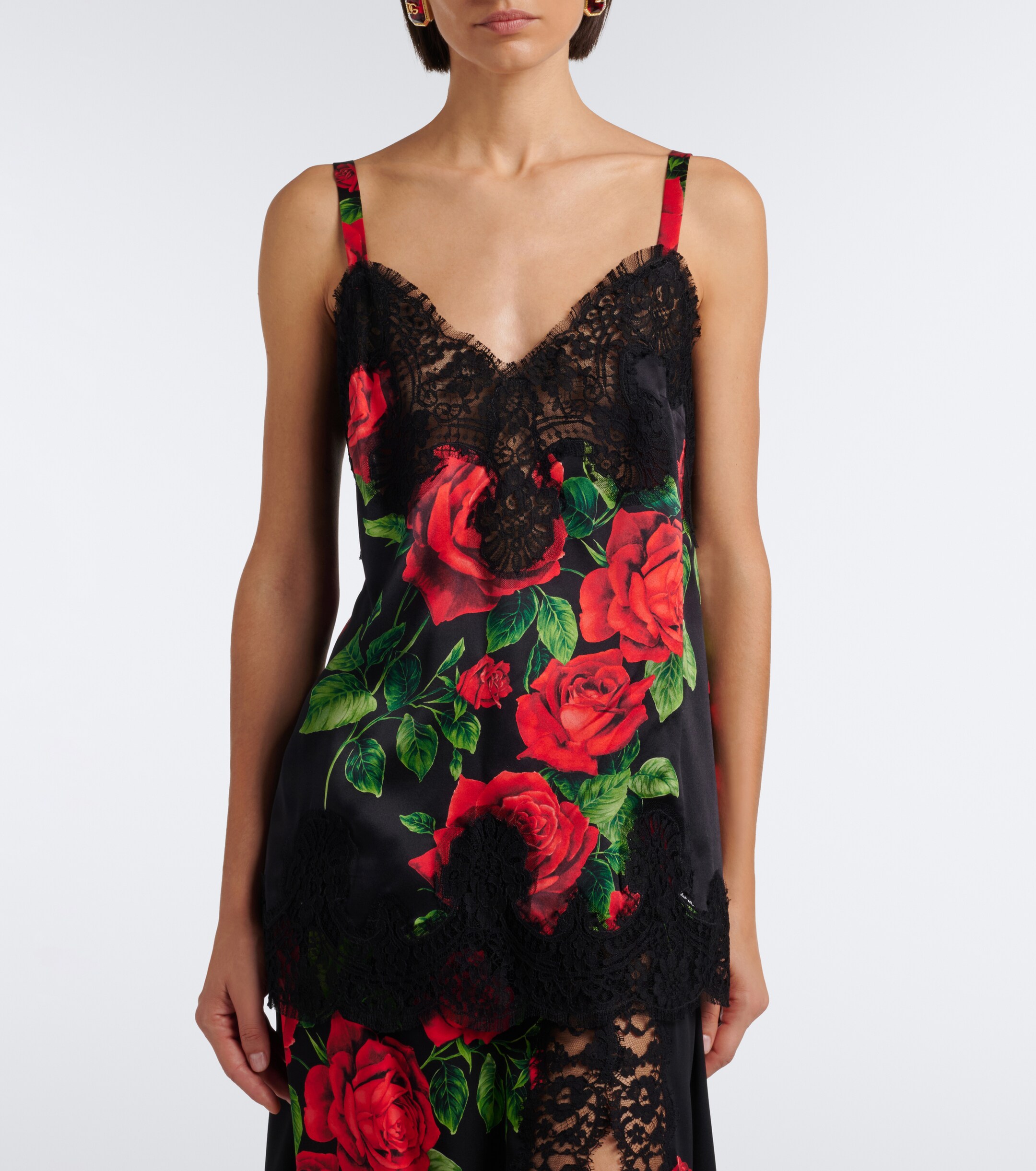 Dolce&Gabbana Dolce & Gabbana Floral silk and cotton-blend camisole