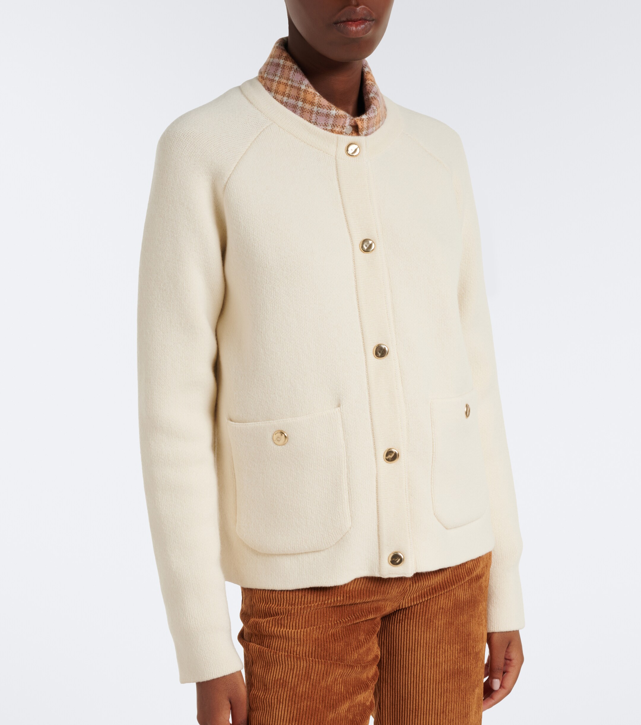 Moncler Moncler Wool, cotton, and cashmere-blend cardigan