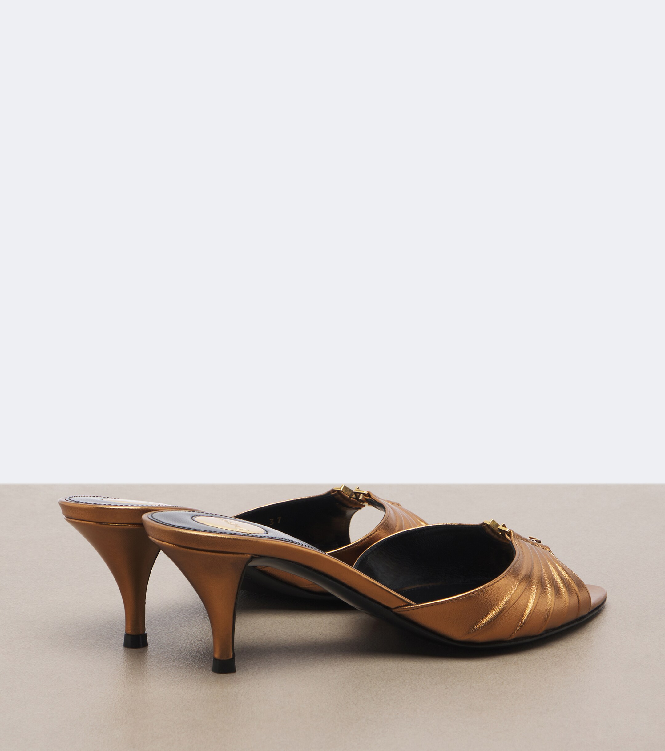 Saint Laurent Saint Laurent Babylone Cassandre metallic leather mules