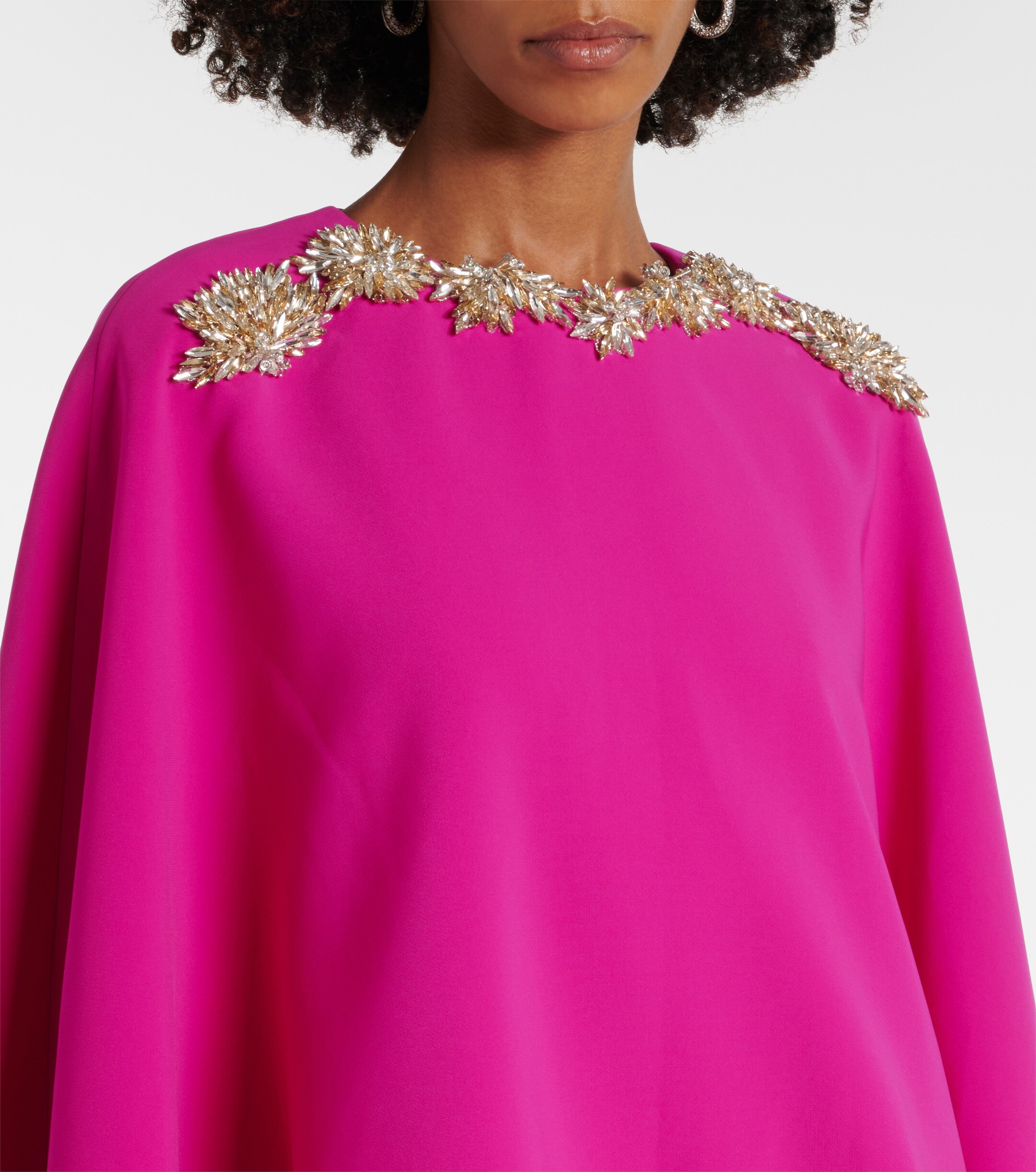 Costarellos Elin embellished caped crêpe gown