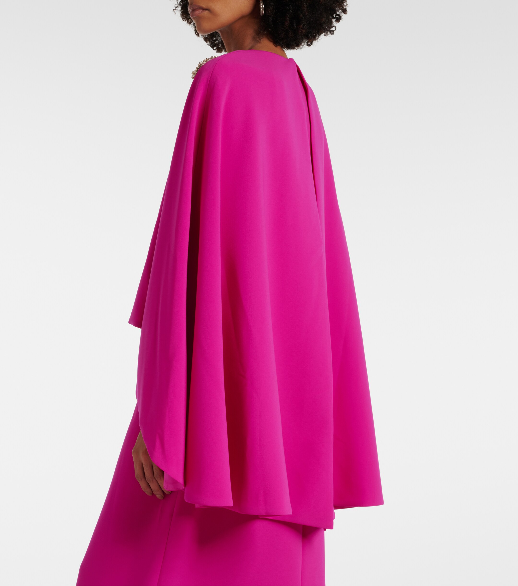 Costarellos Elin embellished caped crêpe gown