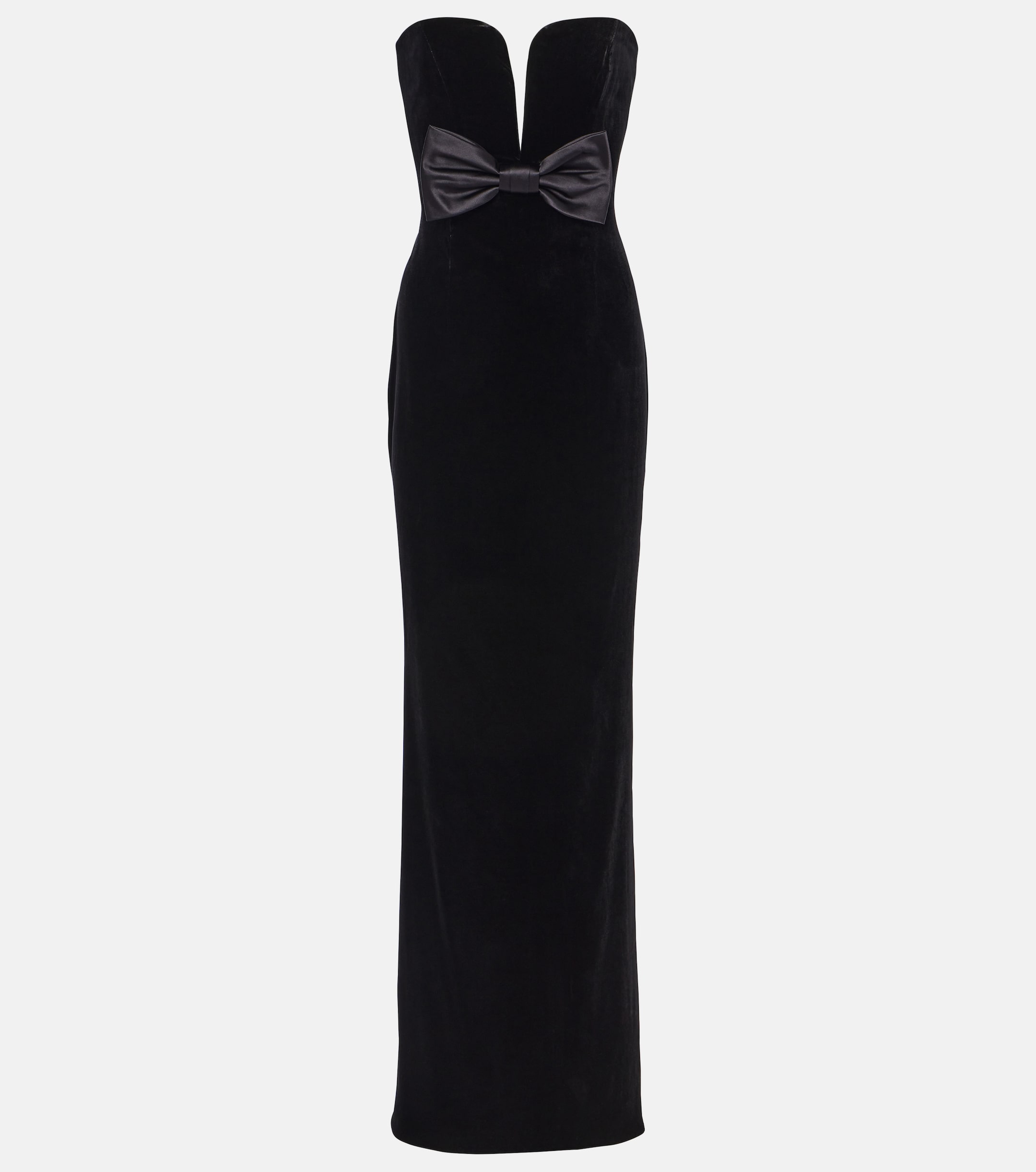 Alessandra Rich Bow-detail strapless velvet gown thumbnail