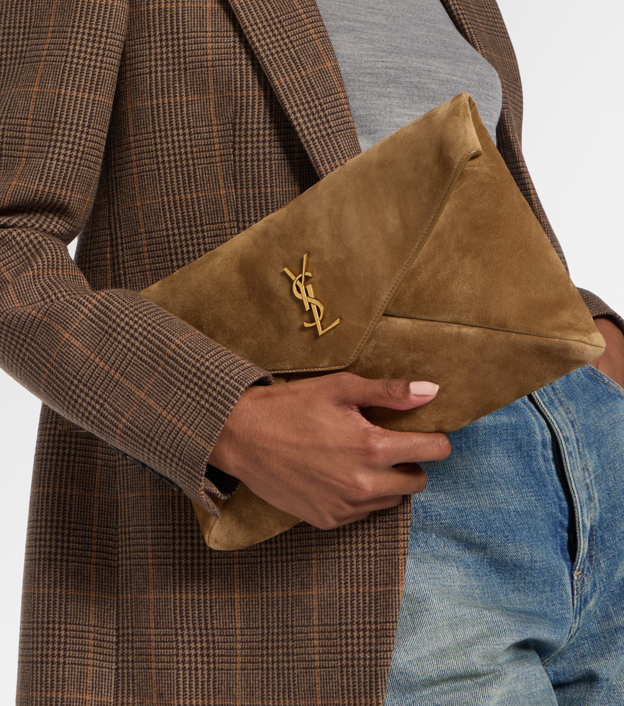 Saint Laurent Cassandre Large suede clutch