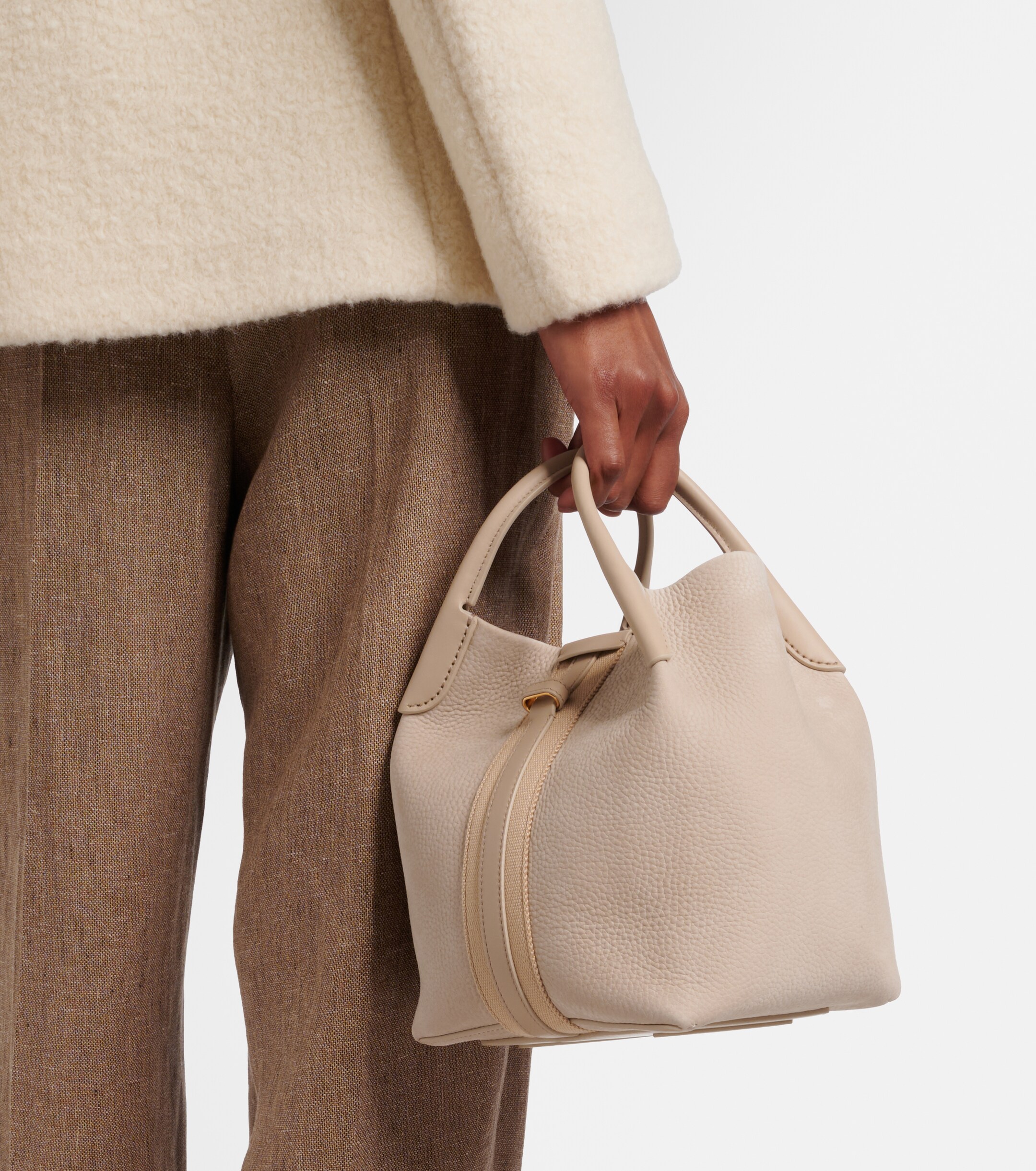 Loro Piana Bale Small leather bucket bag