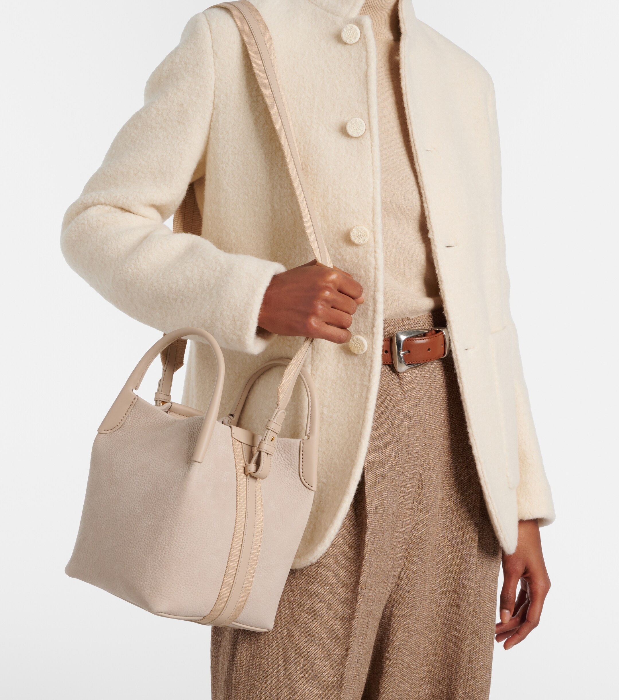 Loro Piana Bale Small leather bucket bag