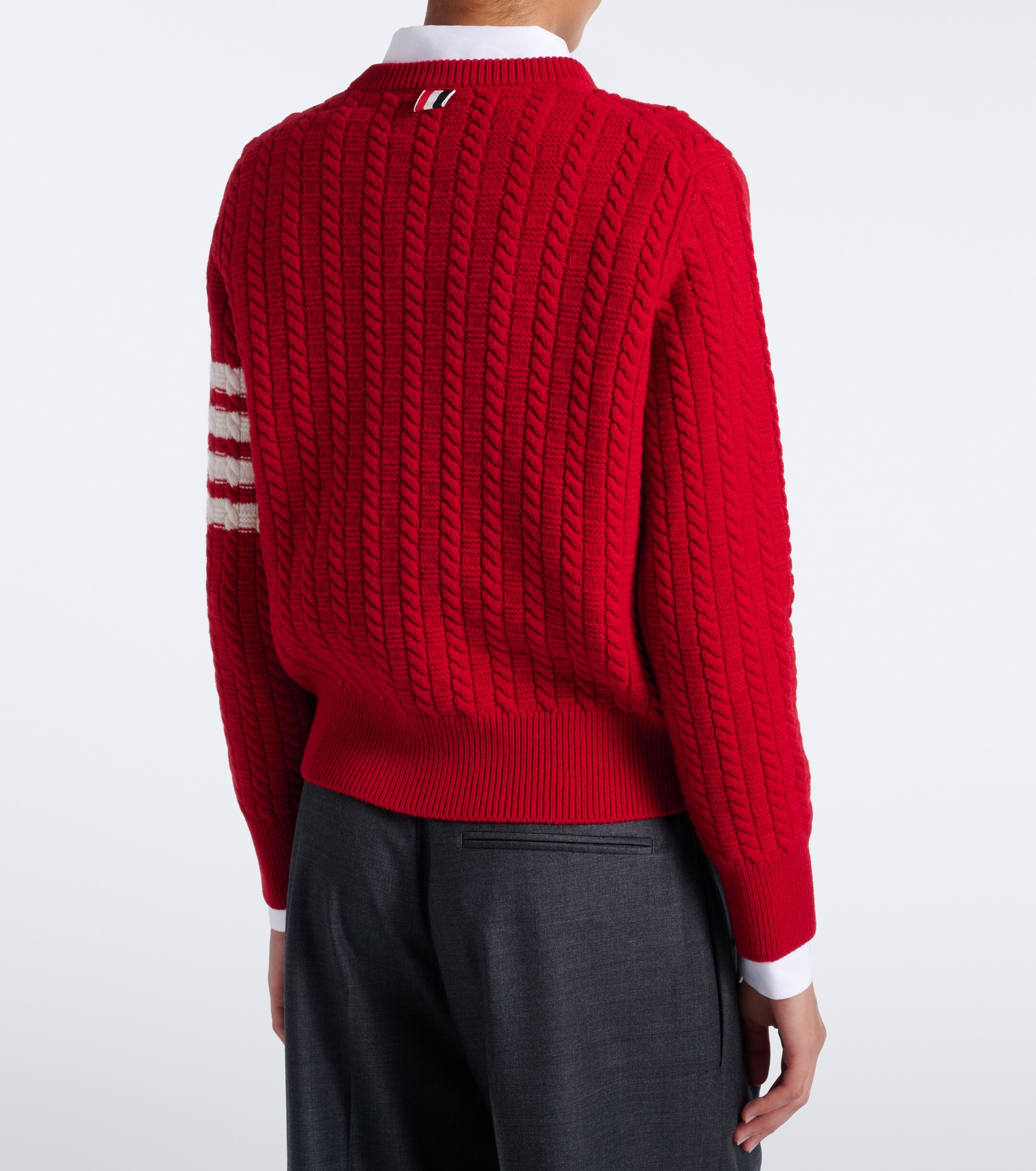 Thom Browne Thom Browne 4-Bar cable-knit virgin wool sweater