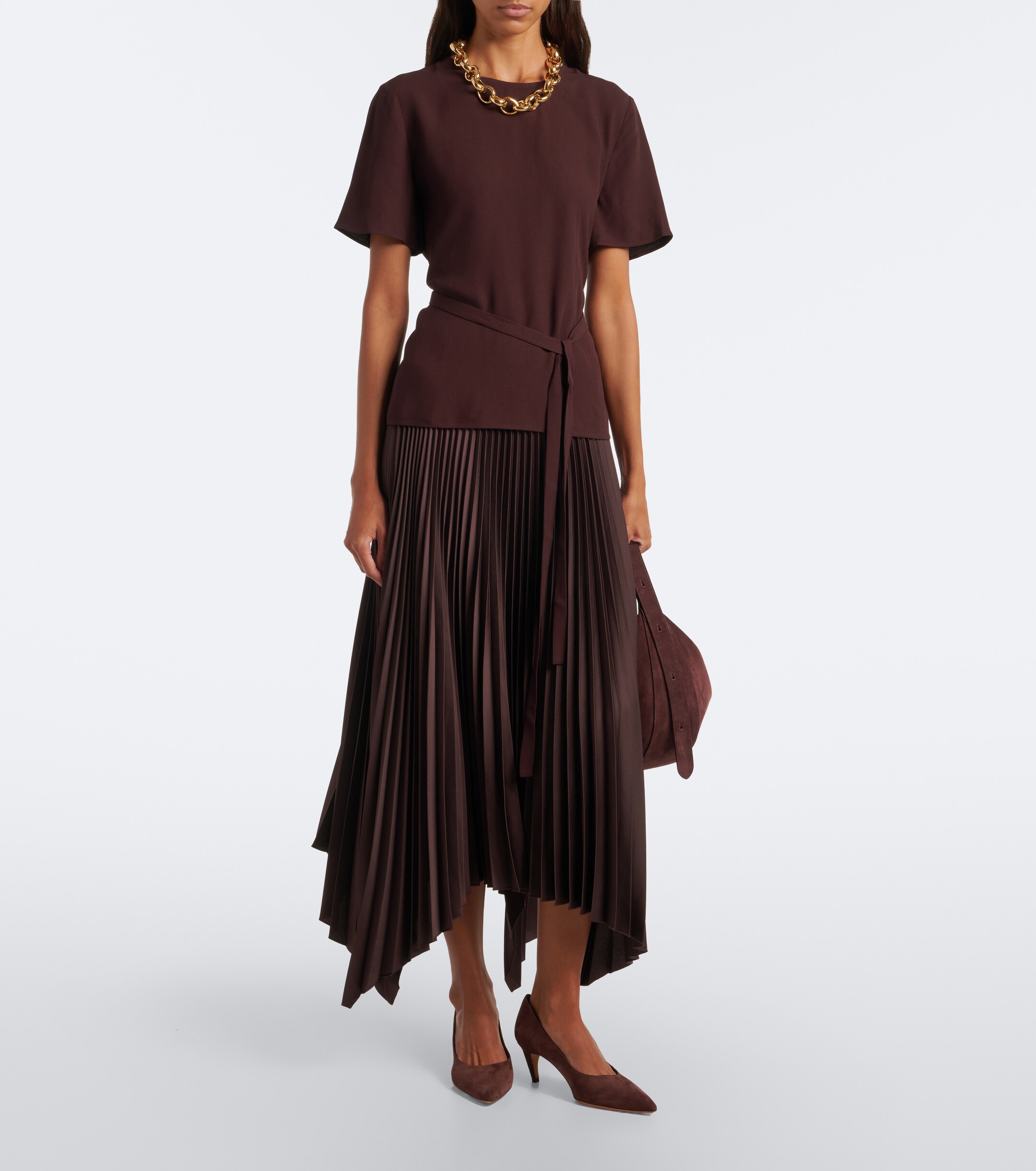 JOSEPH Joseph Ade asymmetric plissé midi skirt