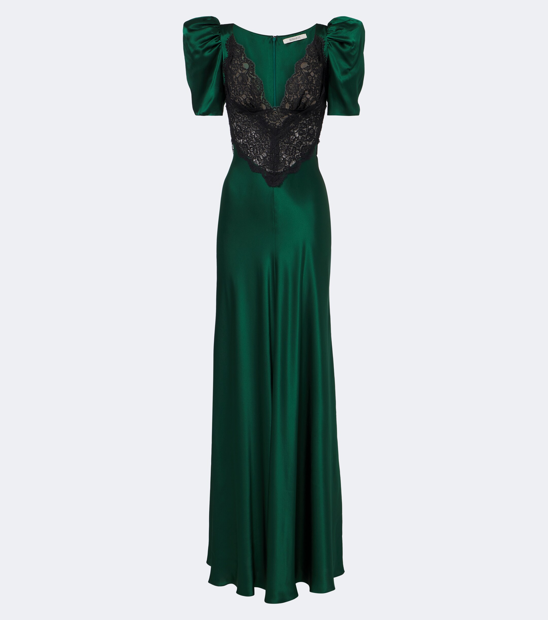 Rodarte Rodarte Lace-trimmed silk satin gown