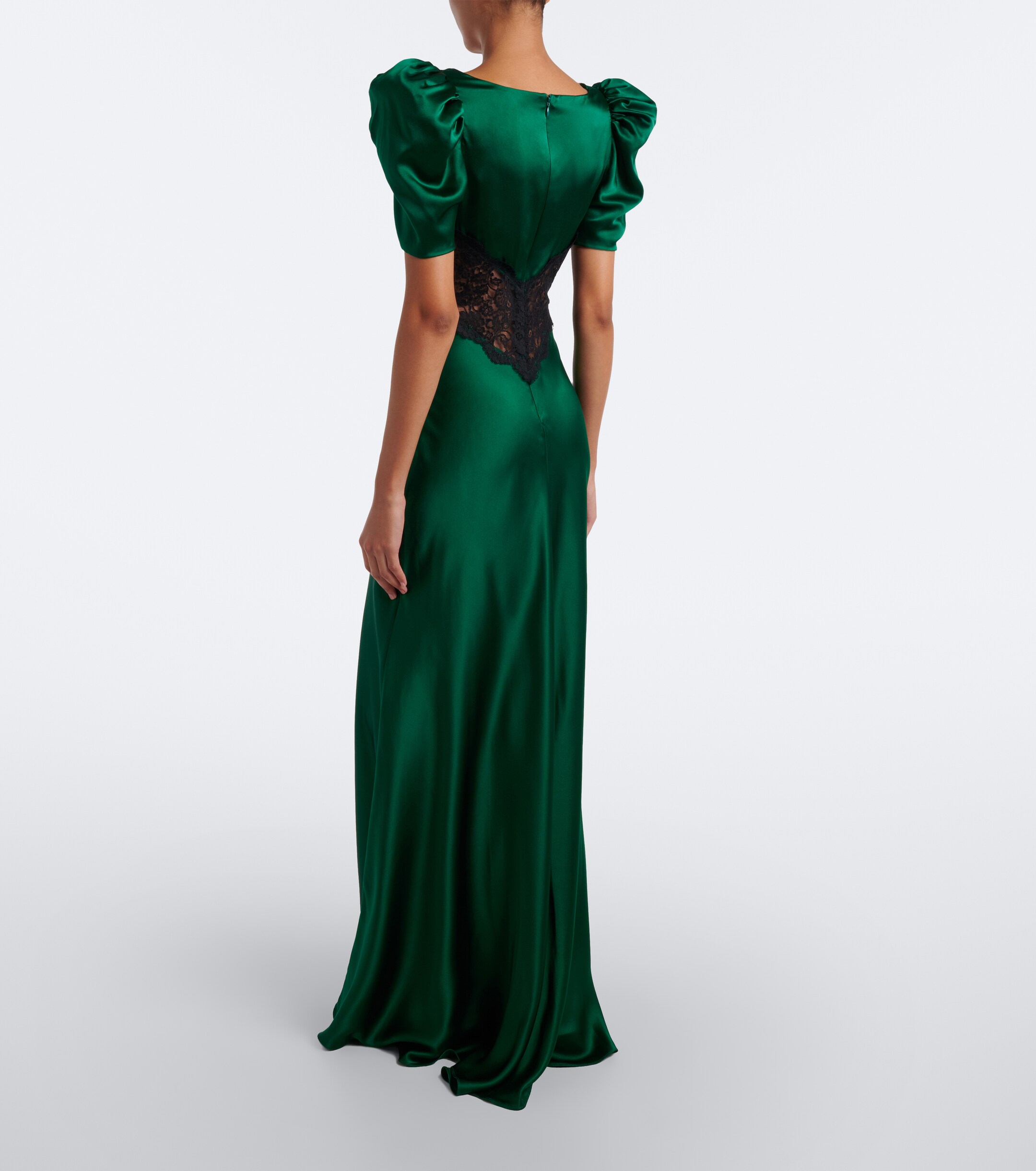 Rodarte Rodarte Lace-trimmed silk satin gown
