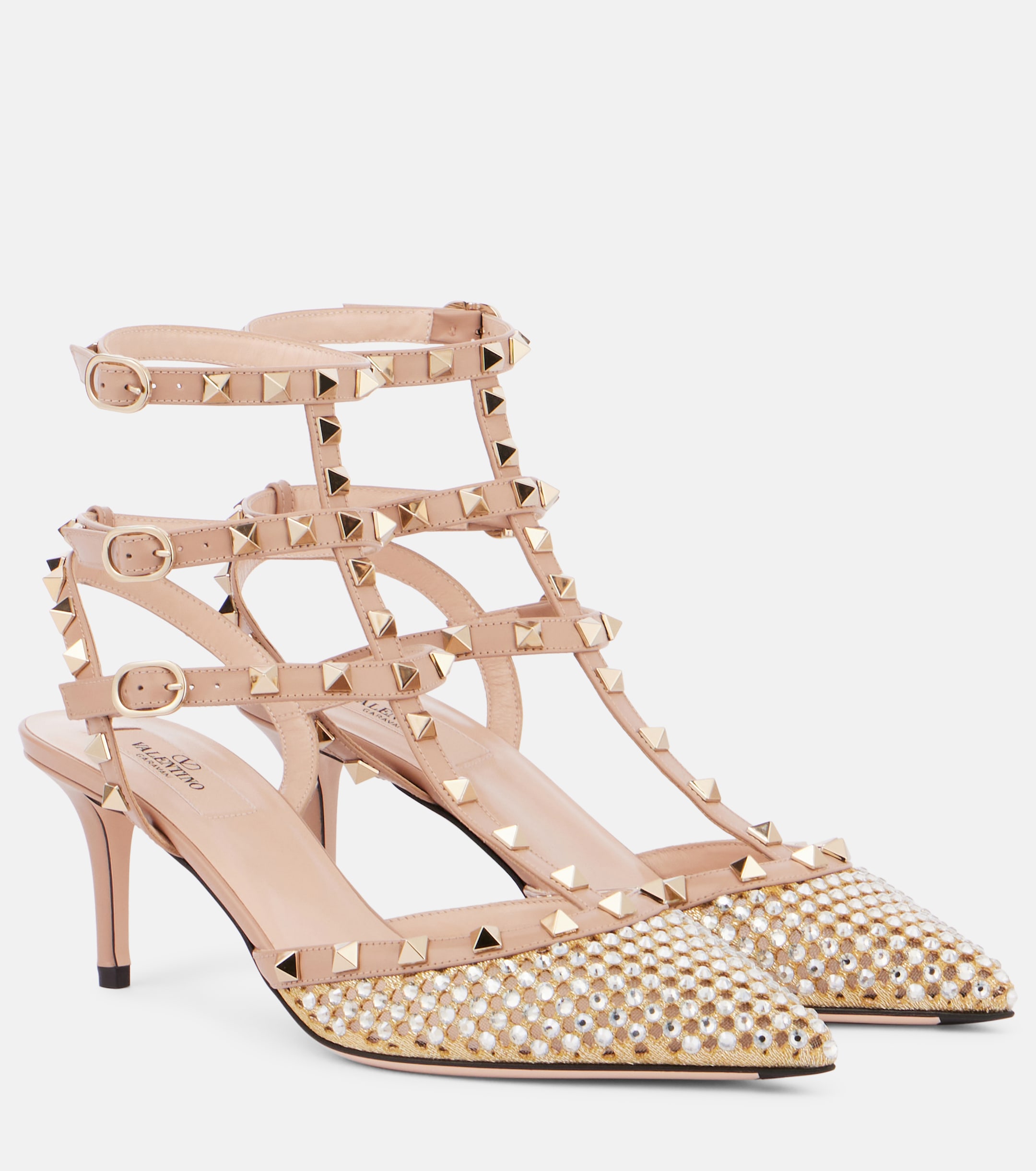 Valentino Garavani Rockstud 60 embellished leather slingback pumps