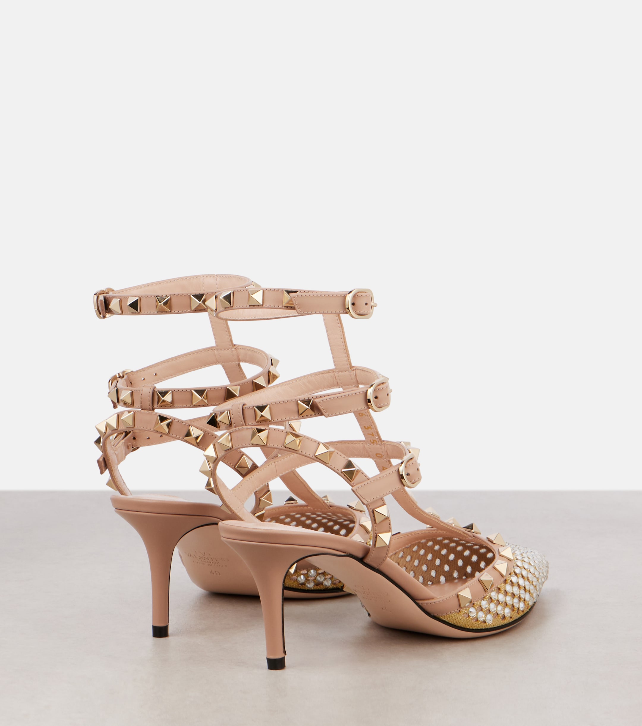 Valentino Garavani Rockstud 60 embellished leather slingback pumps thumbnail