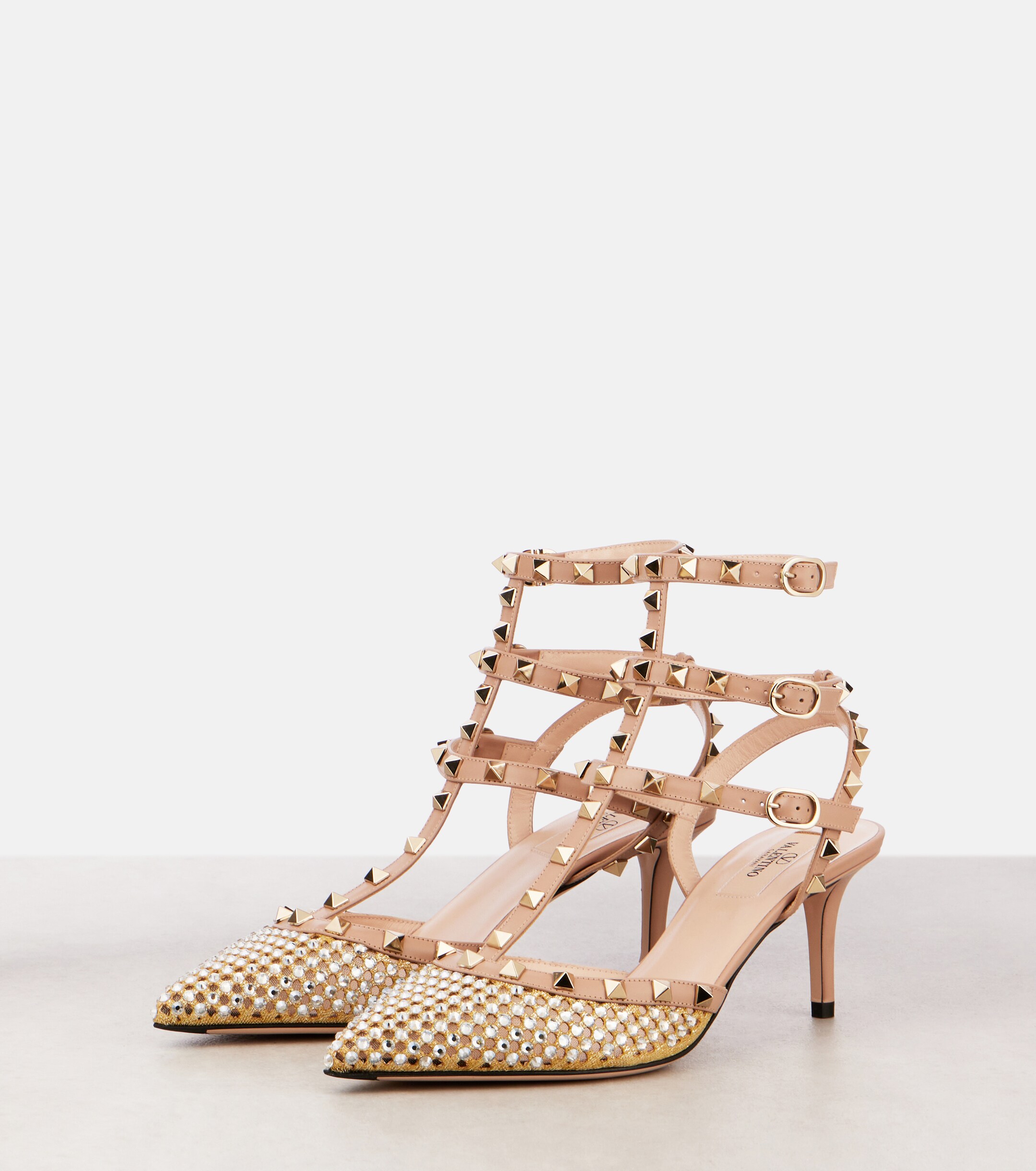 Valentino Garavani Rockstud 60 embellished leather slingback pumps thumbnail