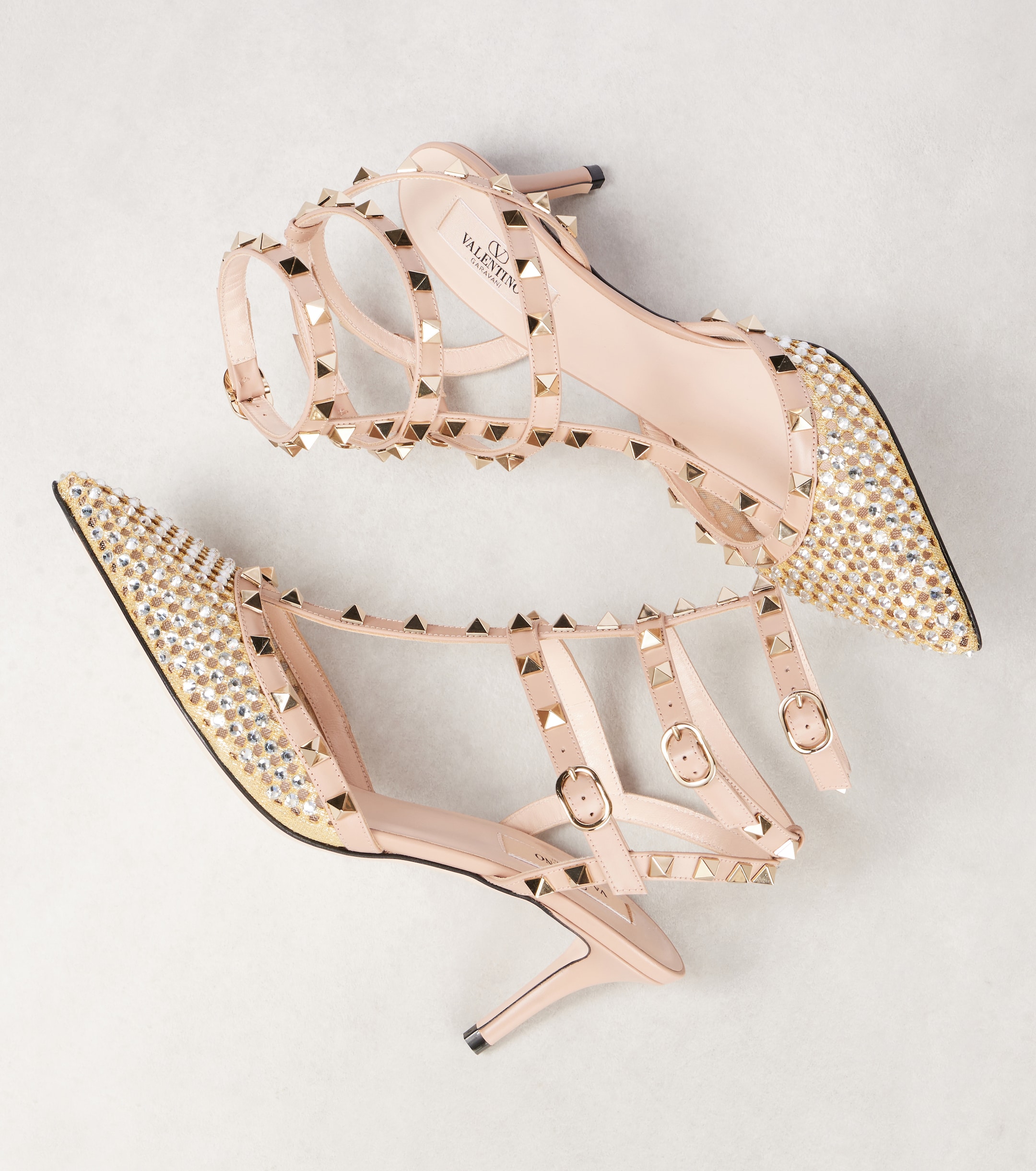 Valentino Garavani Rockstud 60 embellished leather slingback pumps thumbnail