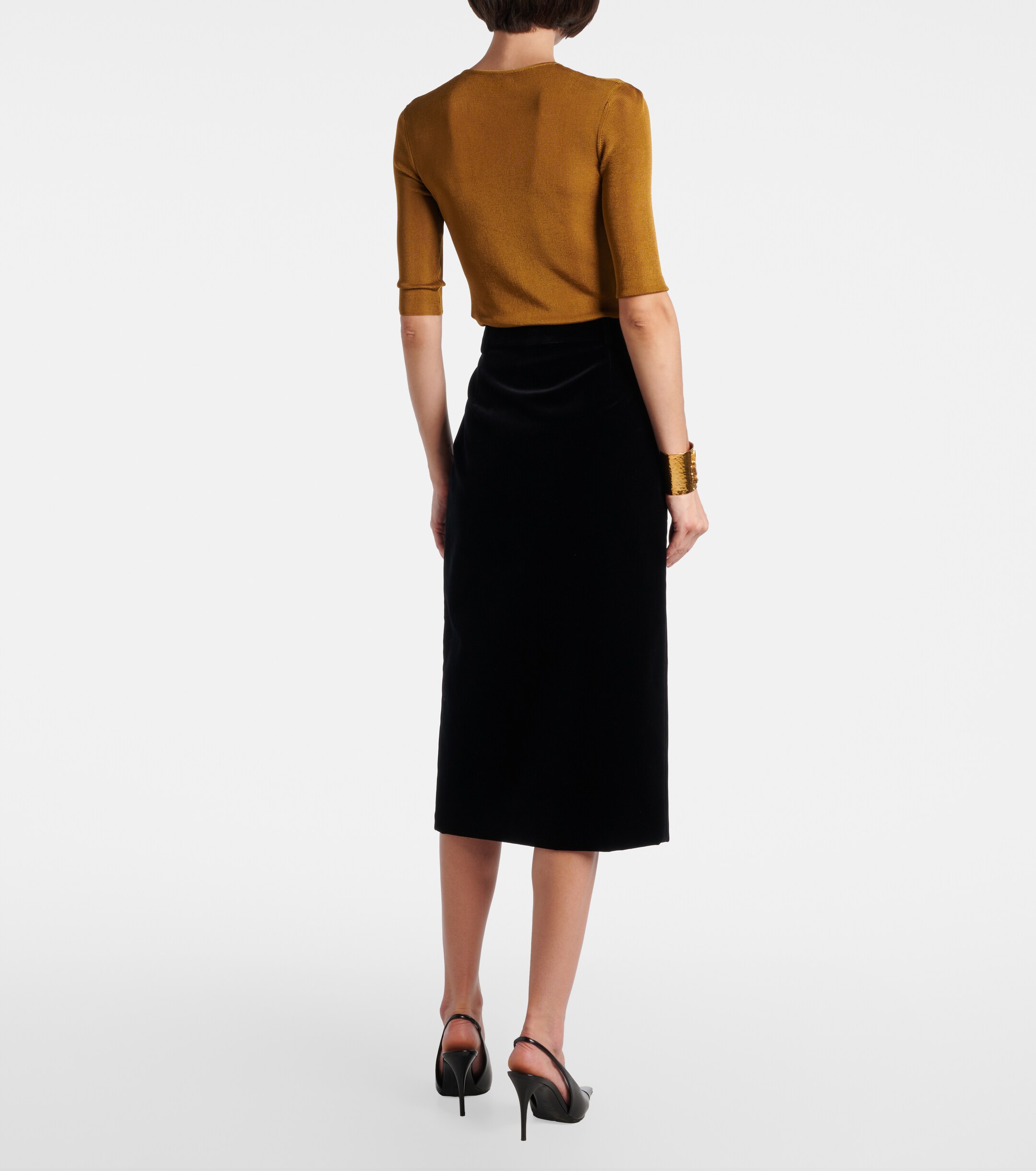 Saint Laurent Cotton velvet pencil skirt thumbnail