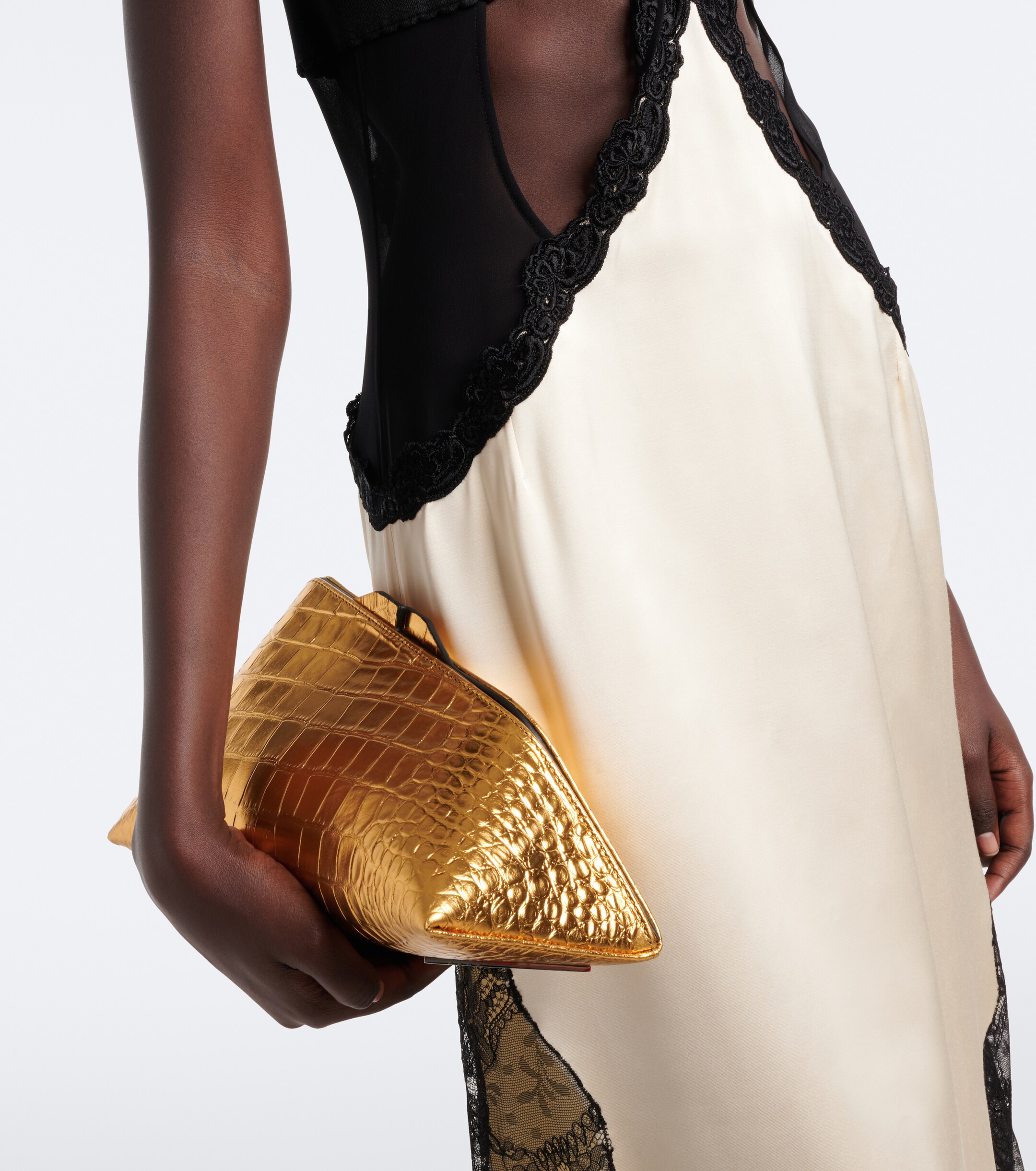 THE ATTICO 8:30PM Small croc-effect leather clutch