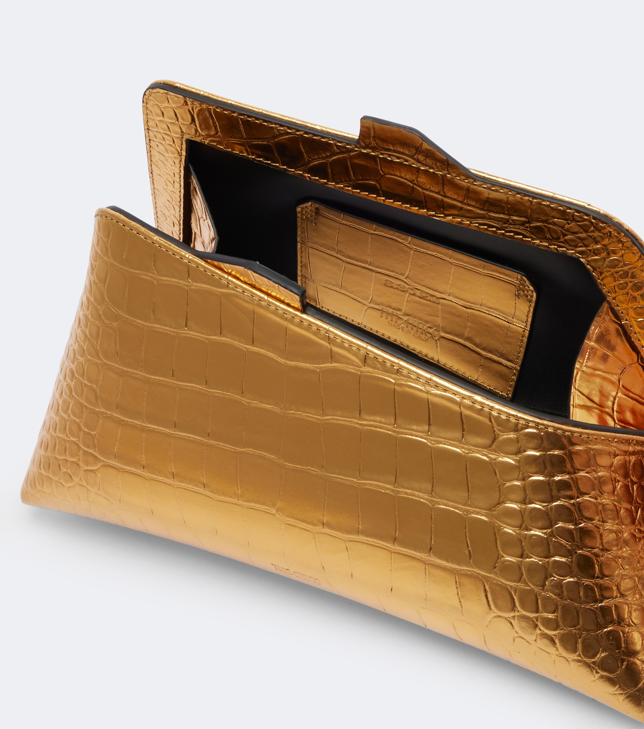THE ATTICO 8:30PM Small croc-effect leather clutch