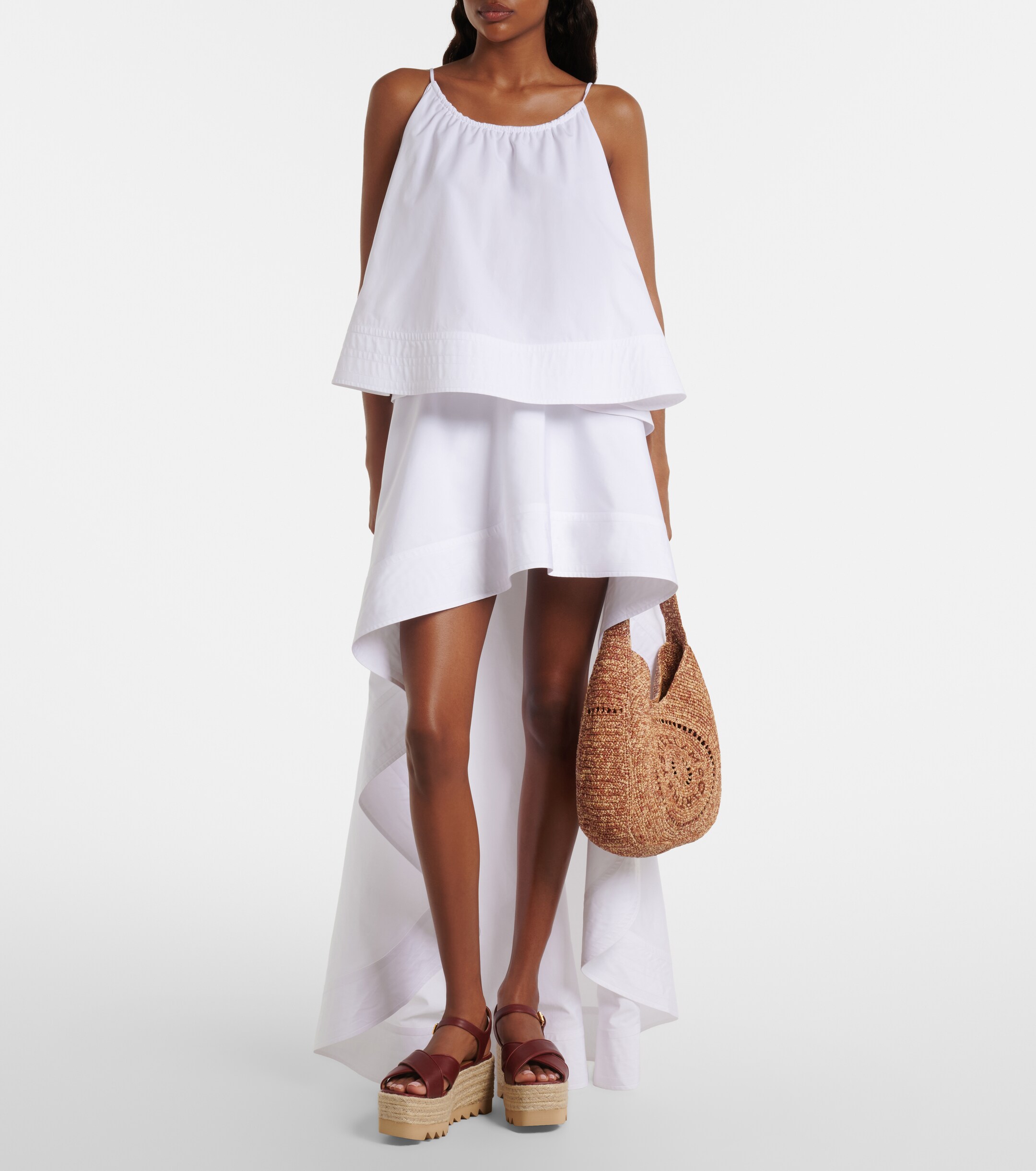 Stella McCartney Logo Small raffia shoulder bag