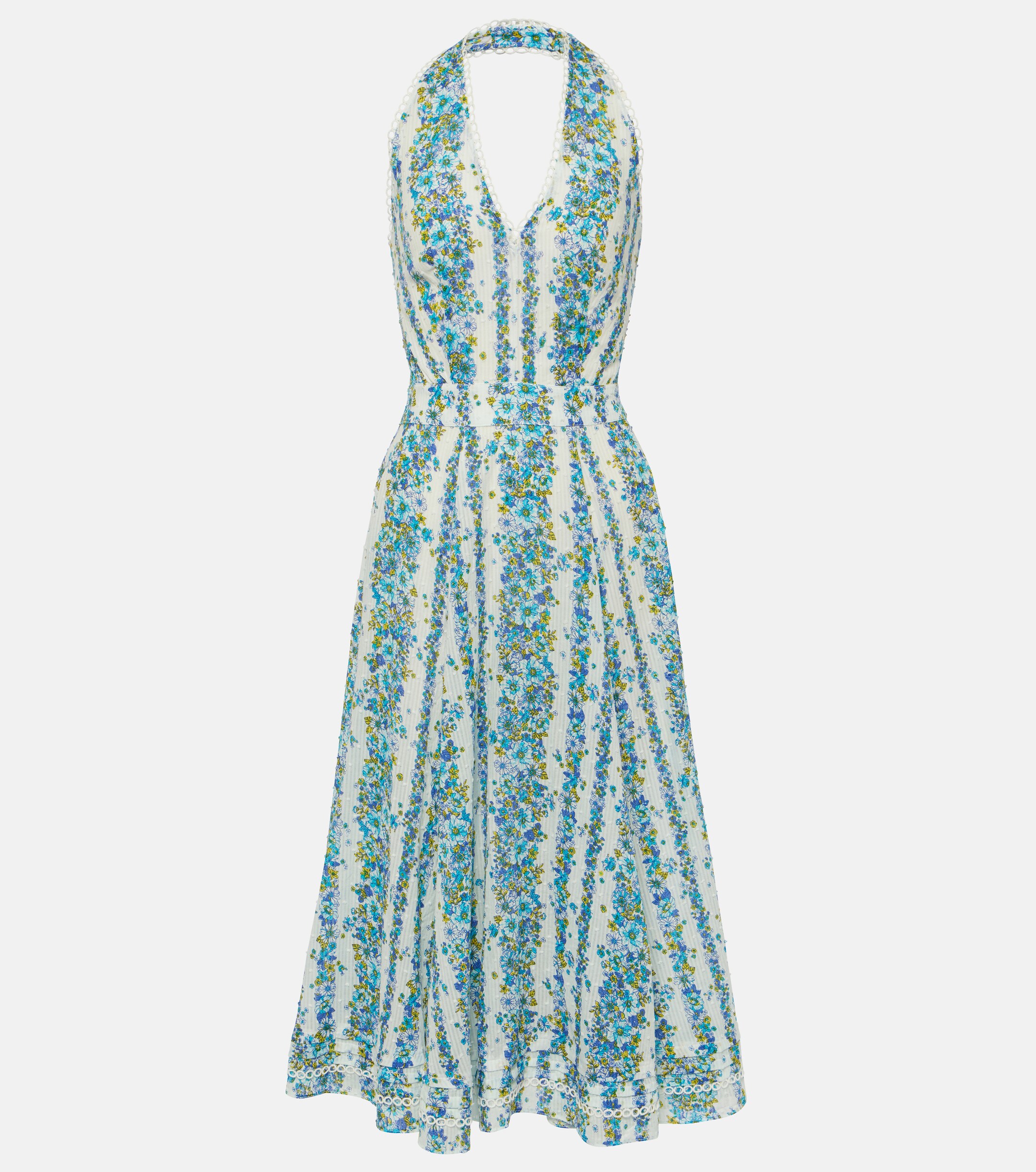 Poupette St Barth Beth floral halterneck cotton midi dress thumbnail