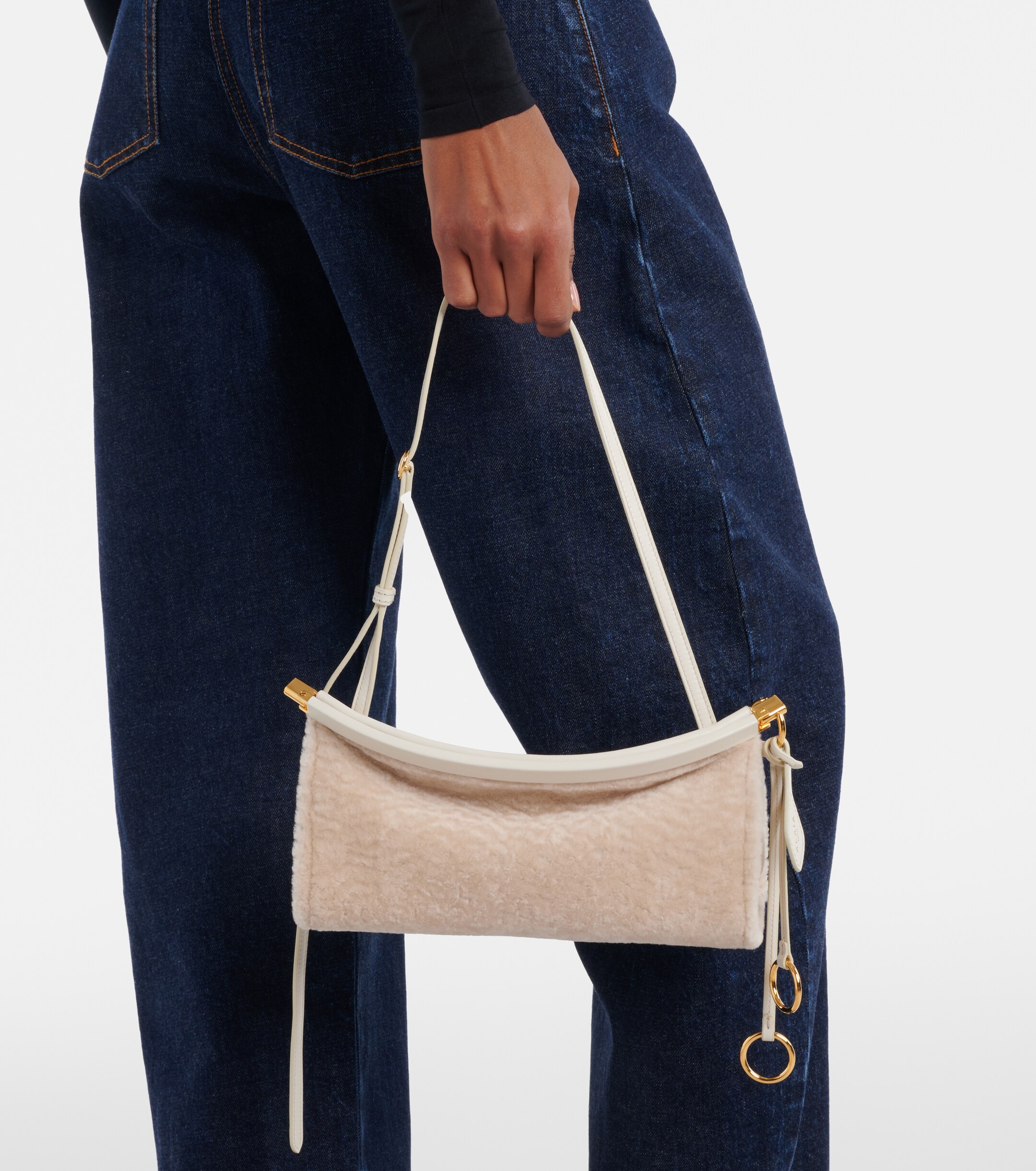Alaïa Le Click East West Small shearling shoulder bag