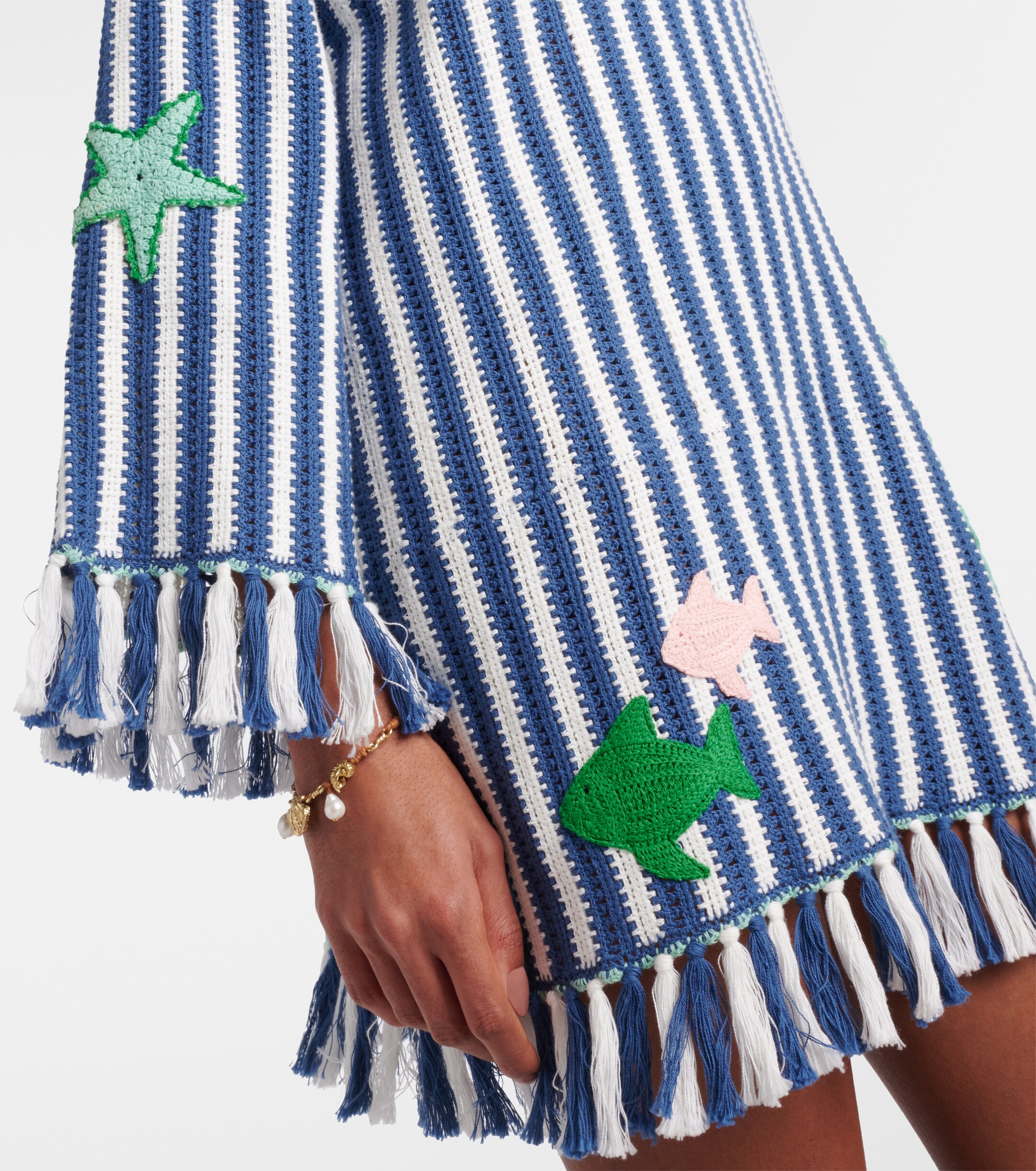 Alémais Alémais Crochet striped cotton minidress