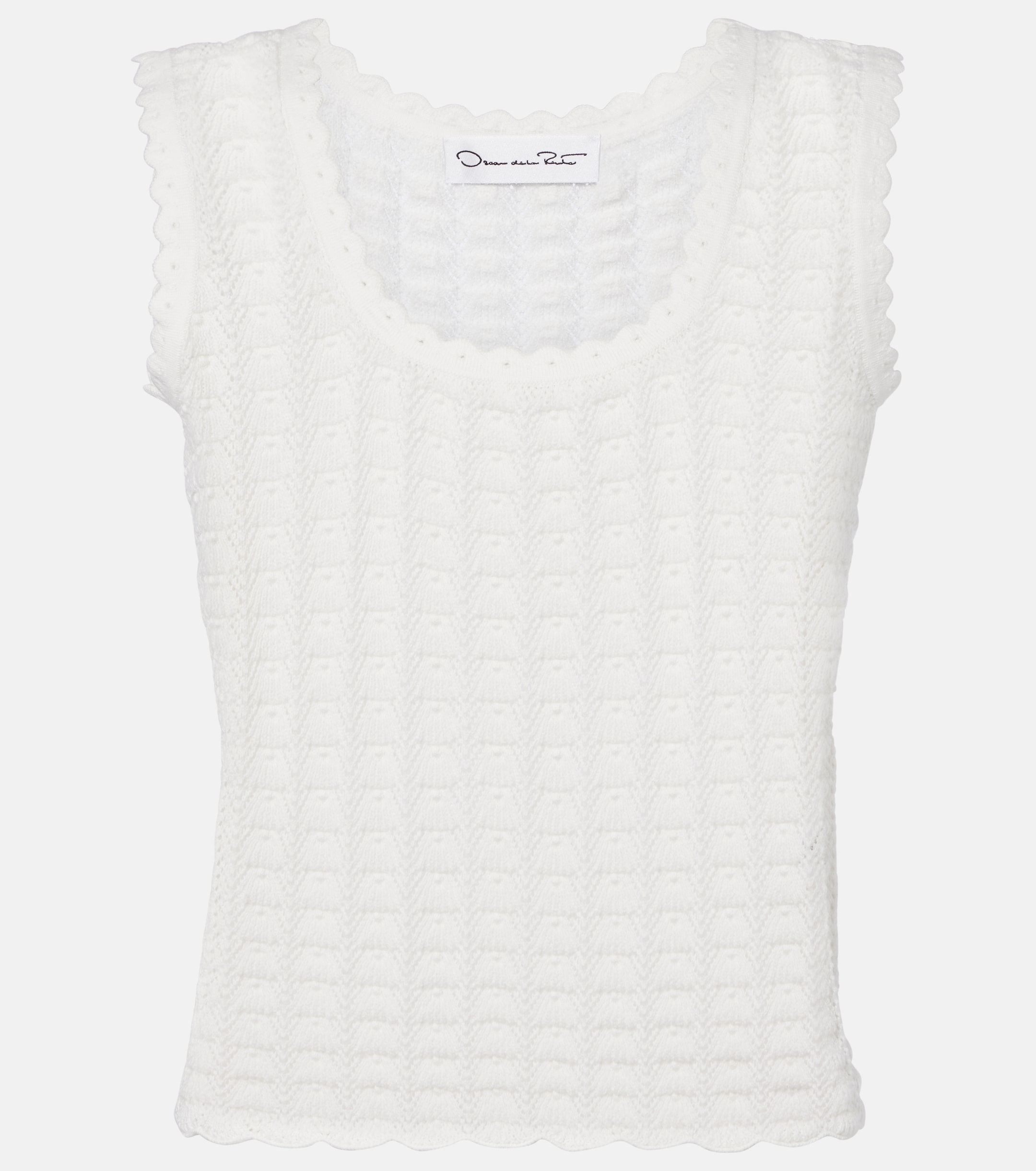 Oscar de la Renta Oscar de la Renta Pointelle cotton and silk tank top