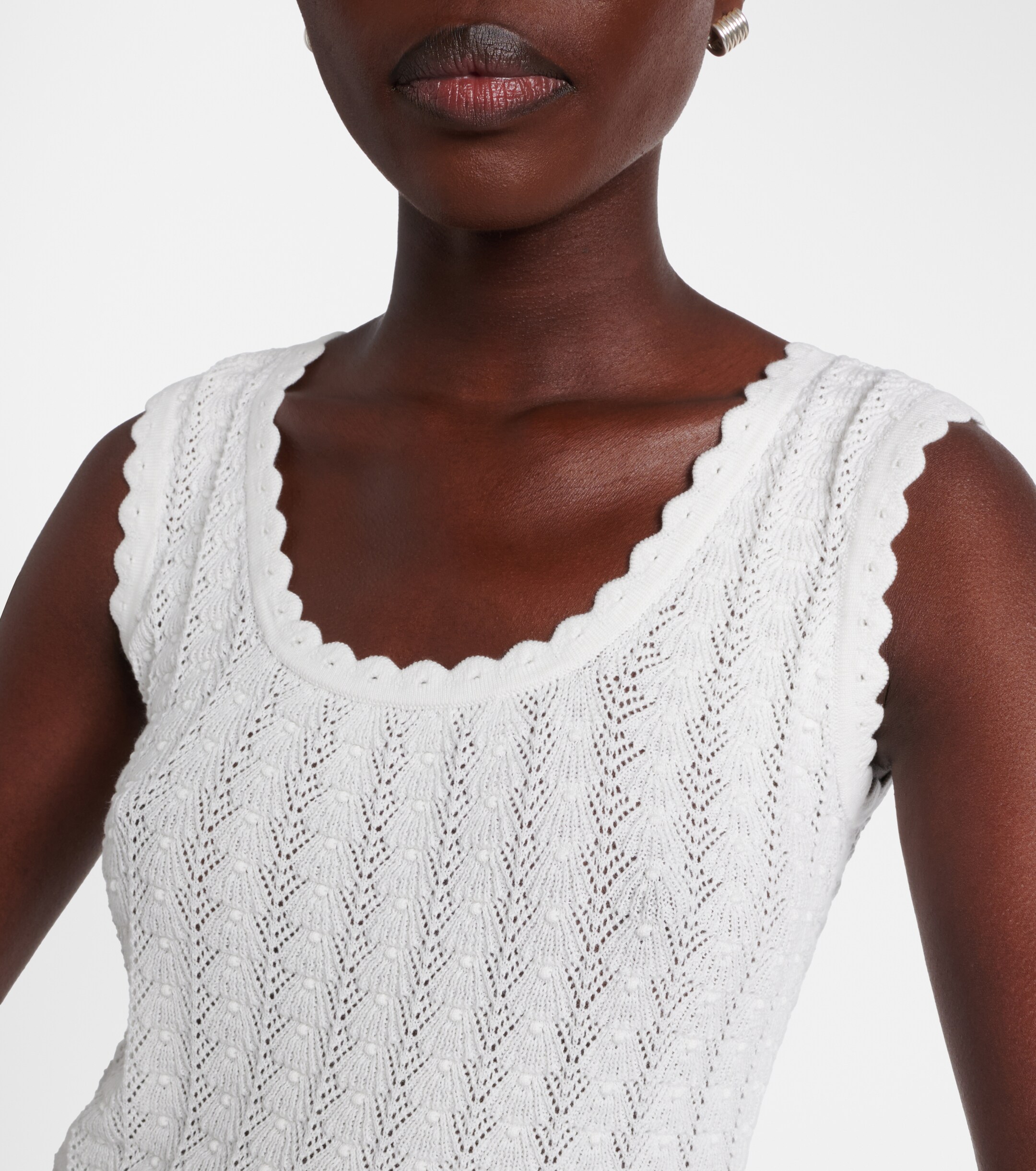 Oscar de la Renta Oscar de la Renta Pointelle cotton and silk tank top