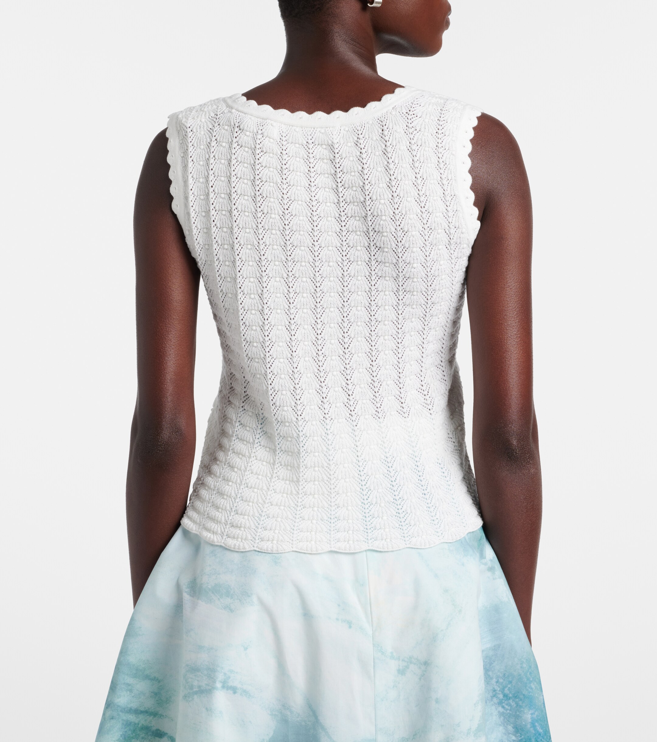 Oscar de la Renta Oscar de la Renta Pointelle cotton and silk tank top