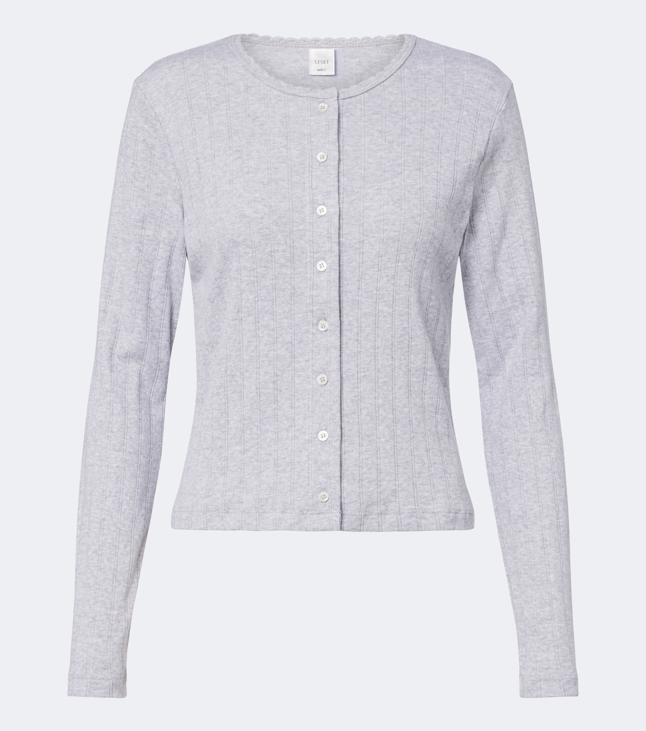 LESET Leset Pointelle scalloped cotton cardigan