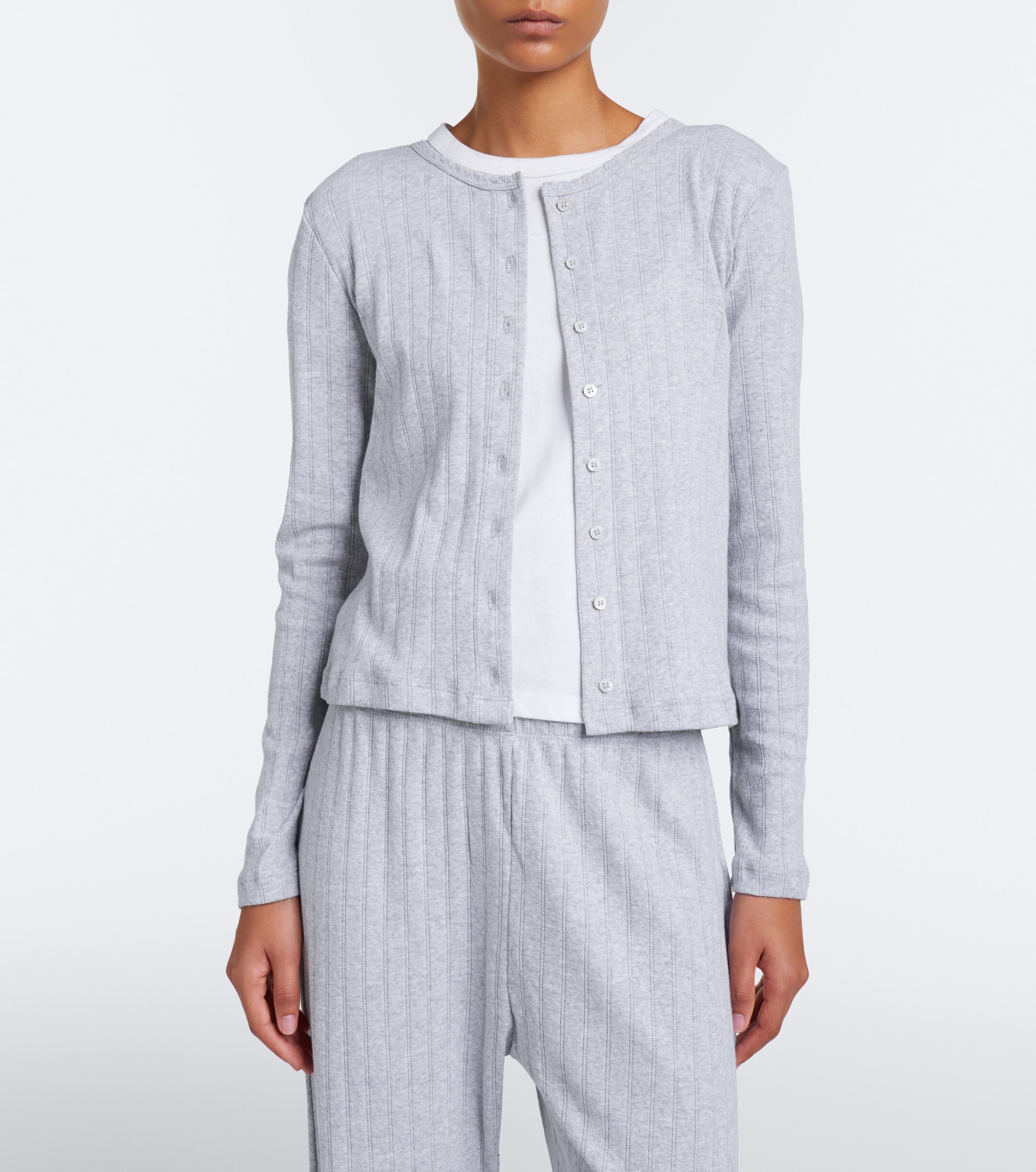 LESET Leset Pointelle scalloped cotton cardigan