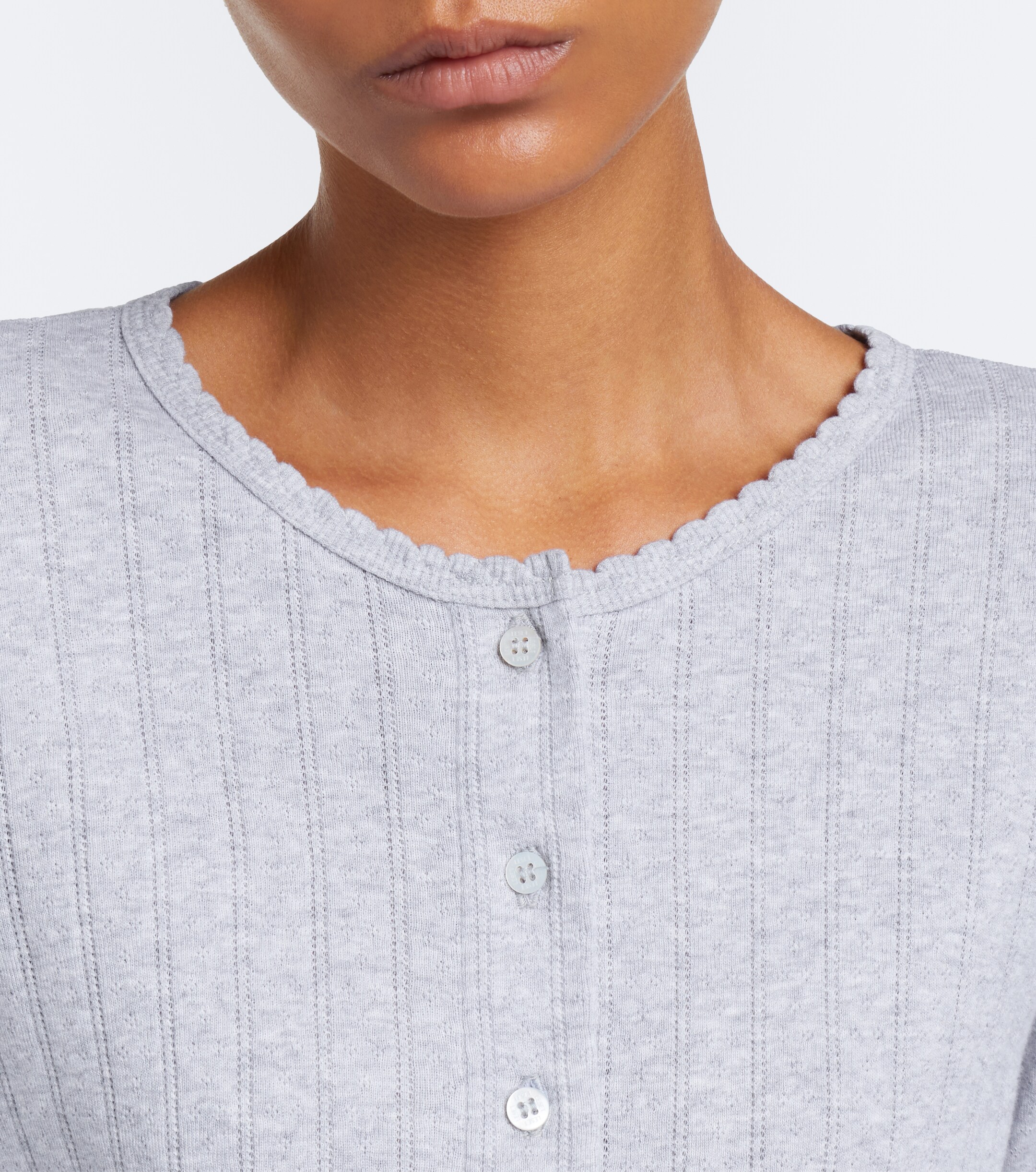 LESET Leset Pointelle scalloped cotton cardigan