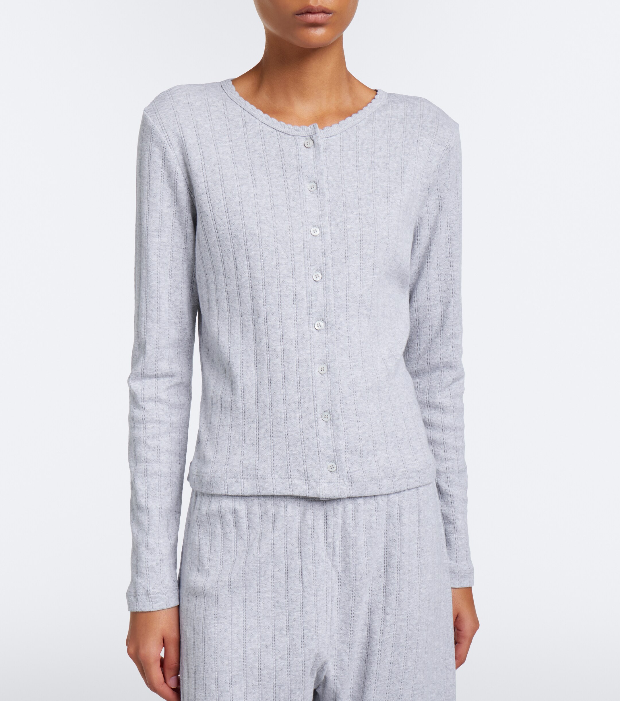 LESET Leset Pointelle scalloped cotton cardigan