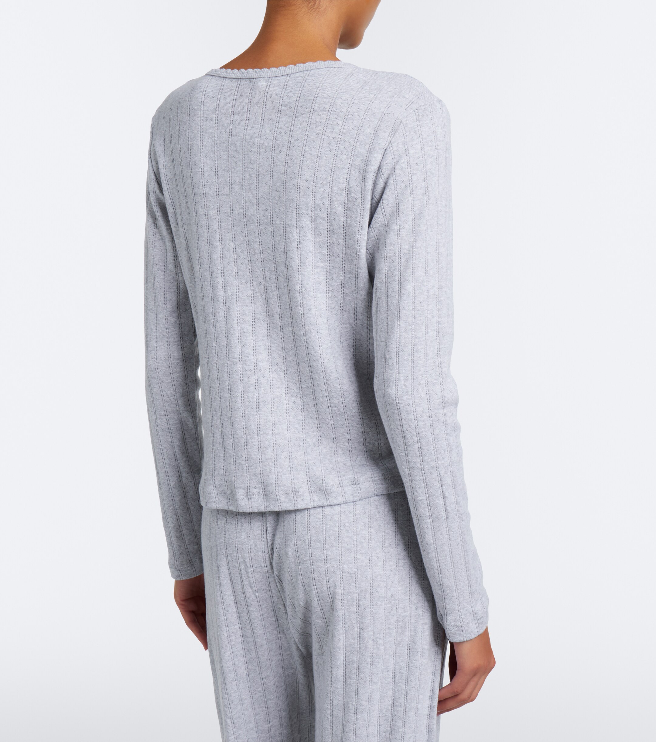 LESET Leset Pointelle scalloped cotton cardigan