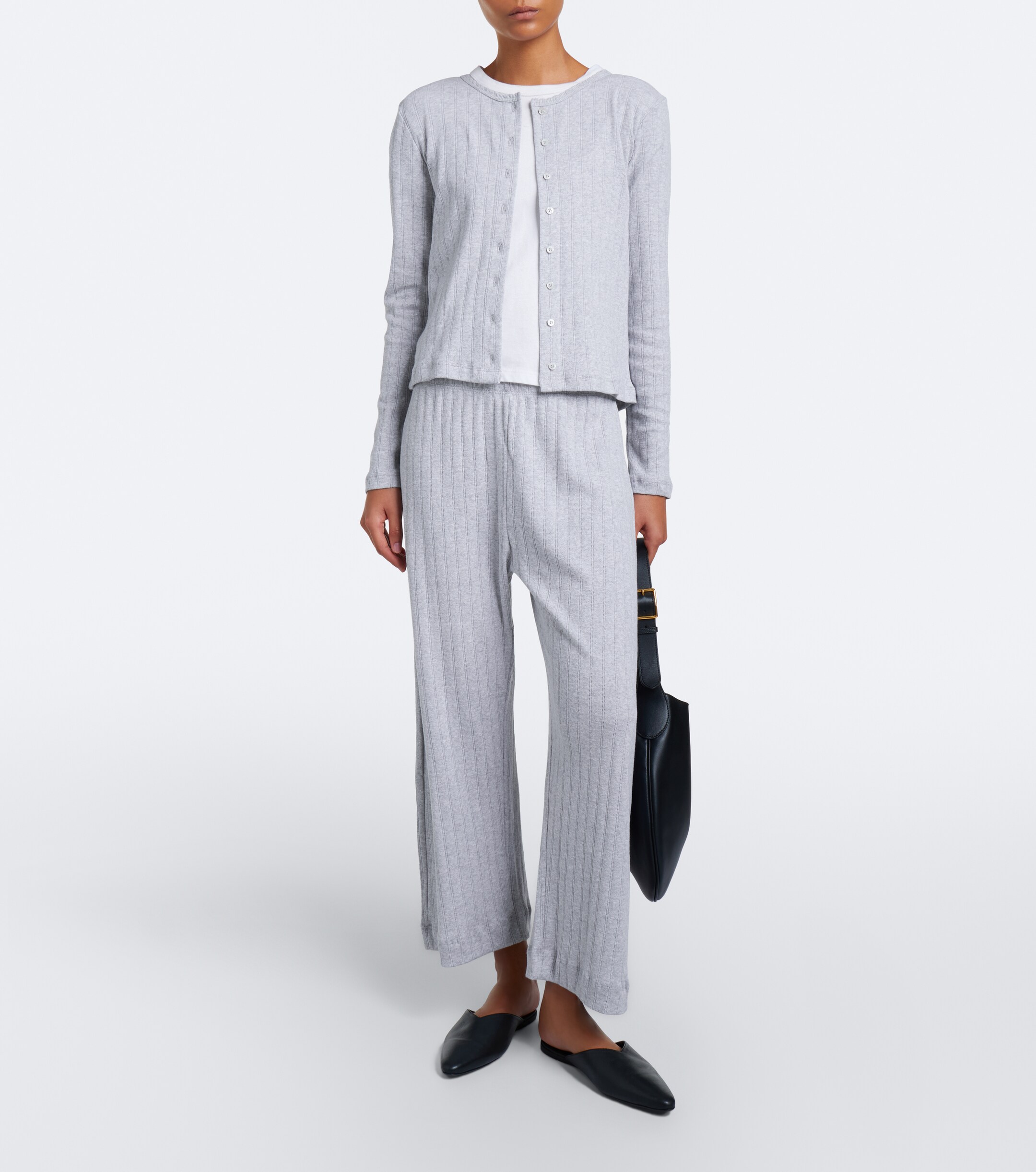 LESET Leset Pointelle scalloped cotton cardigan