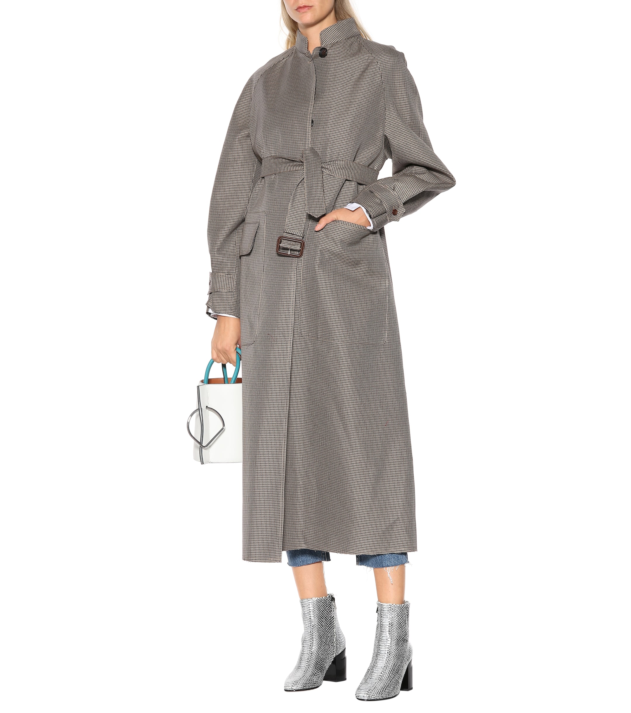 JOSEPH Belted houndstooth coat