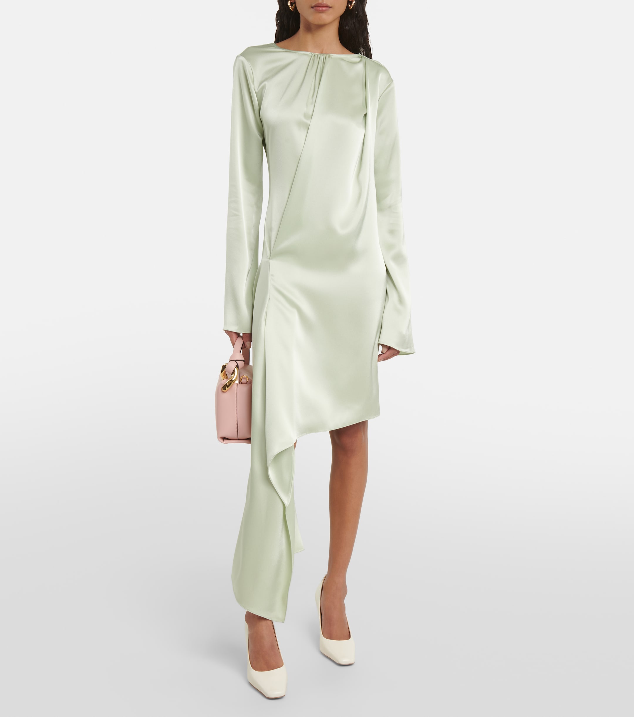 Jw Anderson Asymmetric satin midi dress