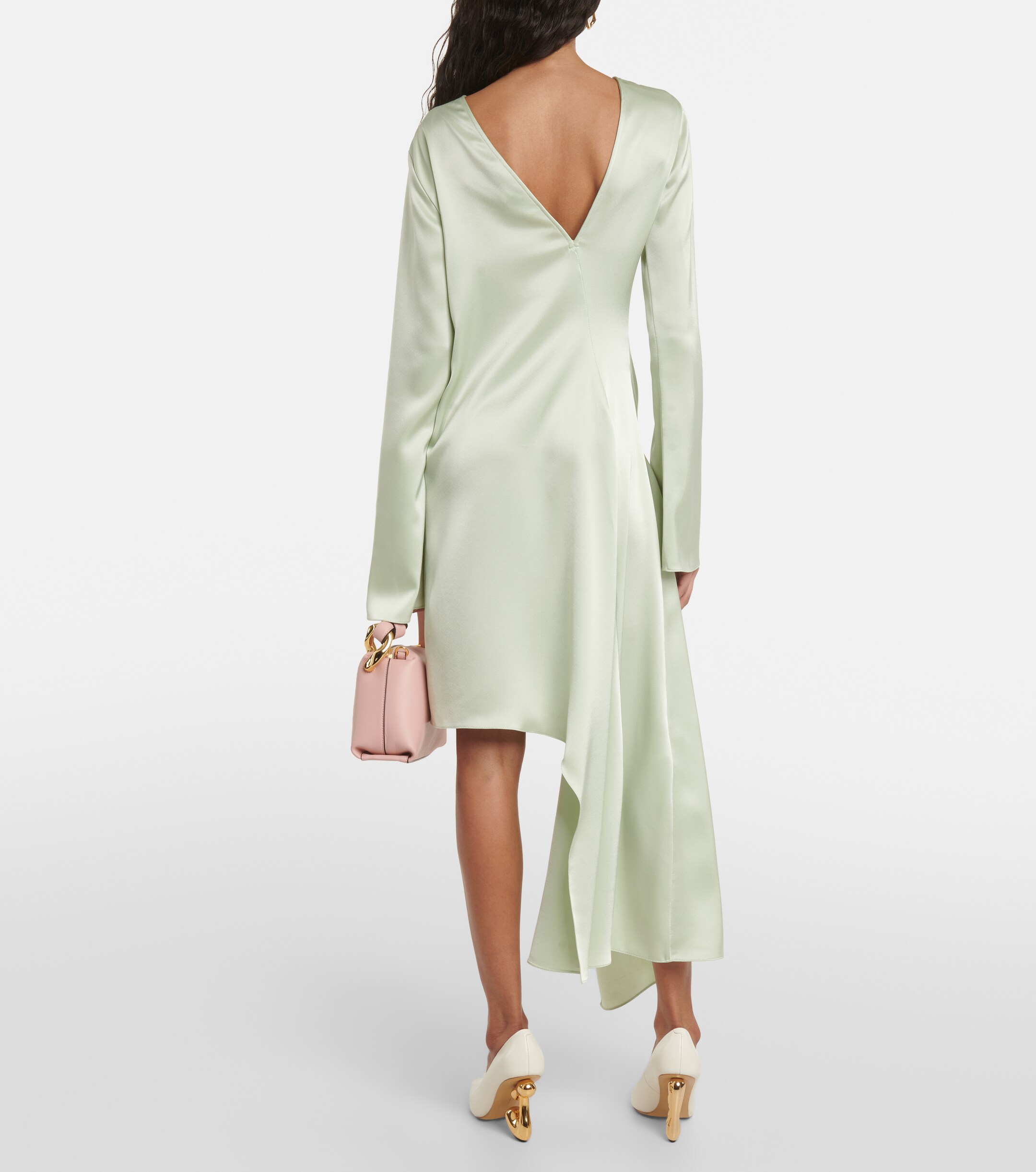Jw Anderson Asymmetric satin midi dress