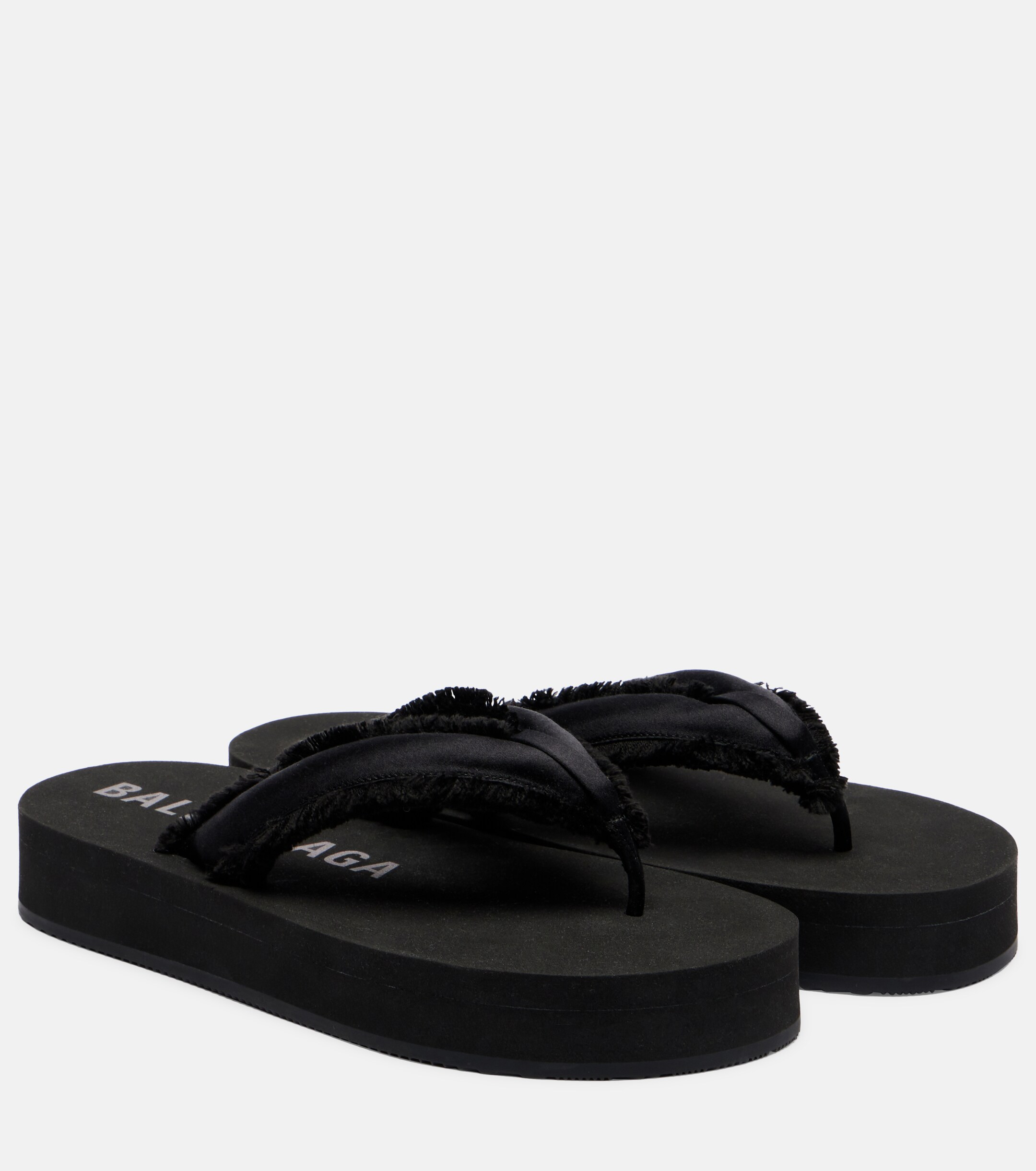 Balenciaga Cushy fringed satin platform thong sandals