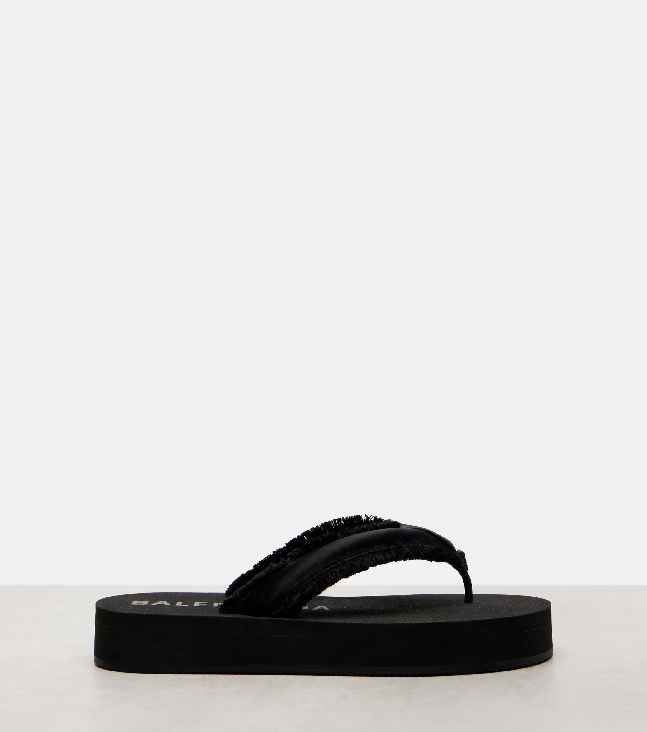 Balenciaga Cushy fringed satin platform thong sandals