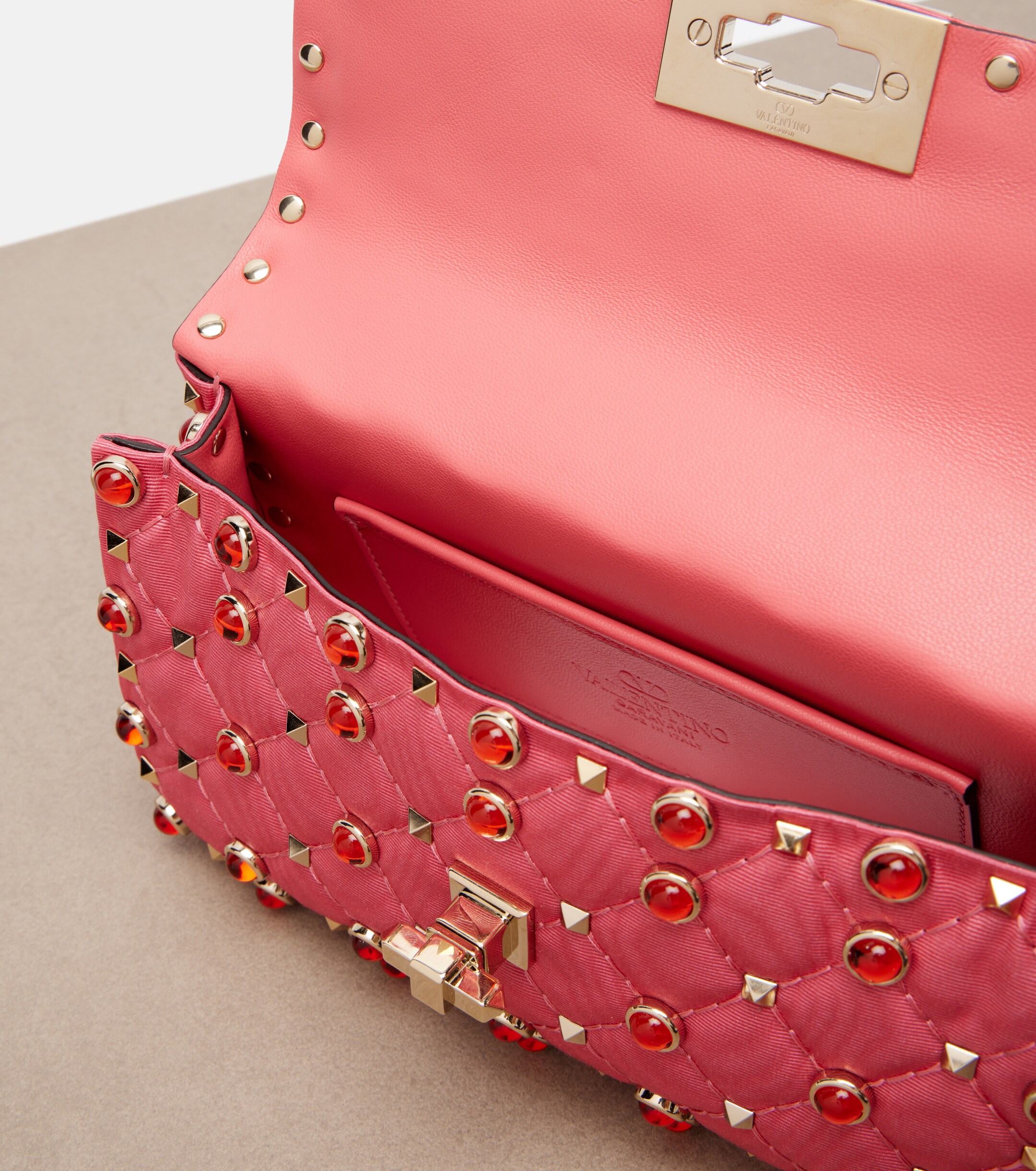Valentino Garavani Rockstud Spike Small moiré top-handle bag thumbnail