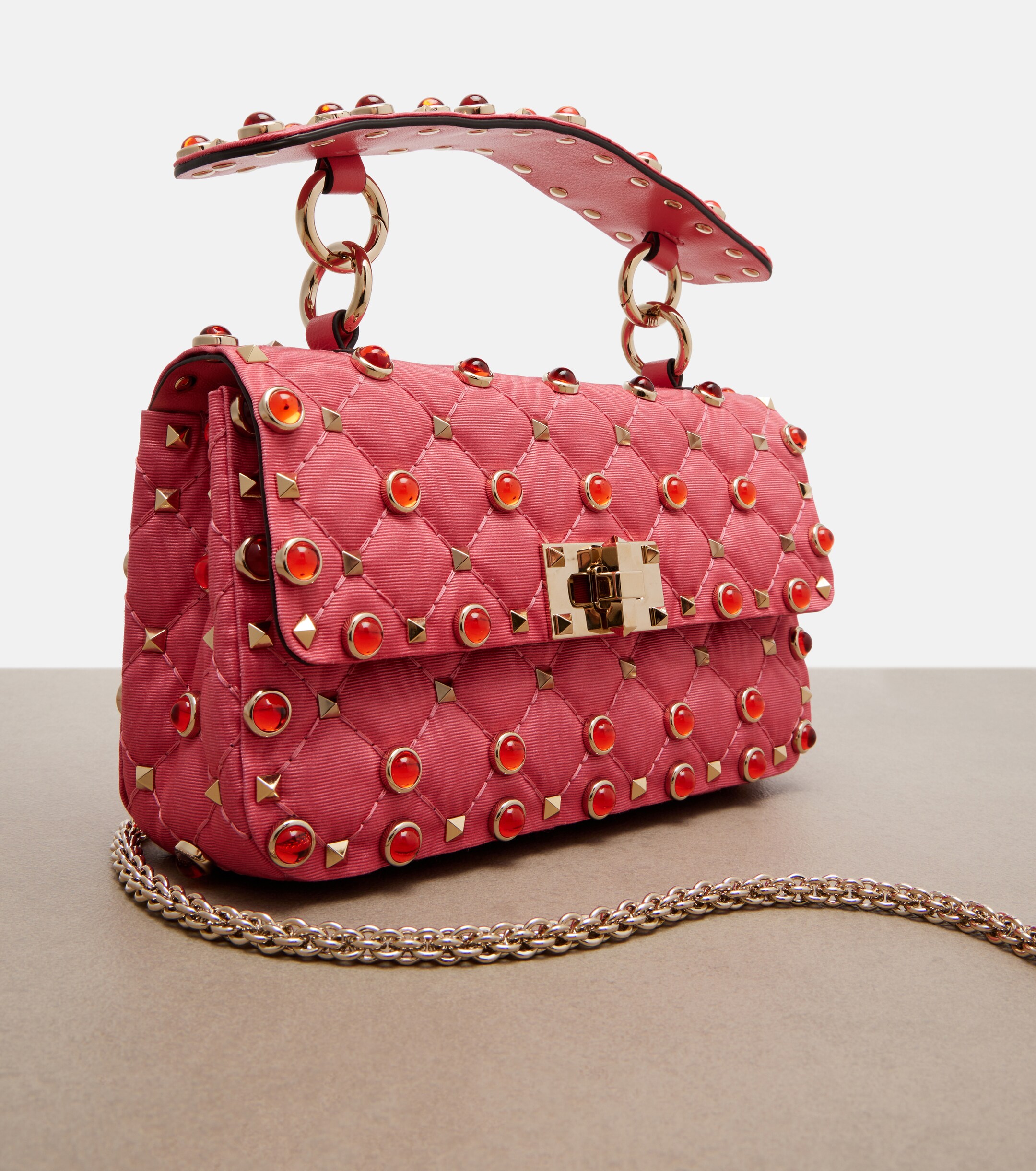 Valentino Garavani Rockstud Spike Small moiré top-handle bag thumbnail