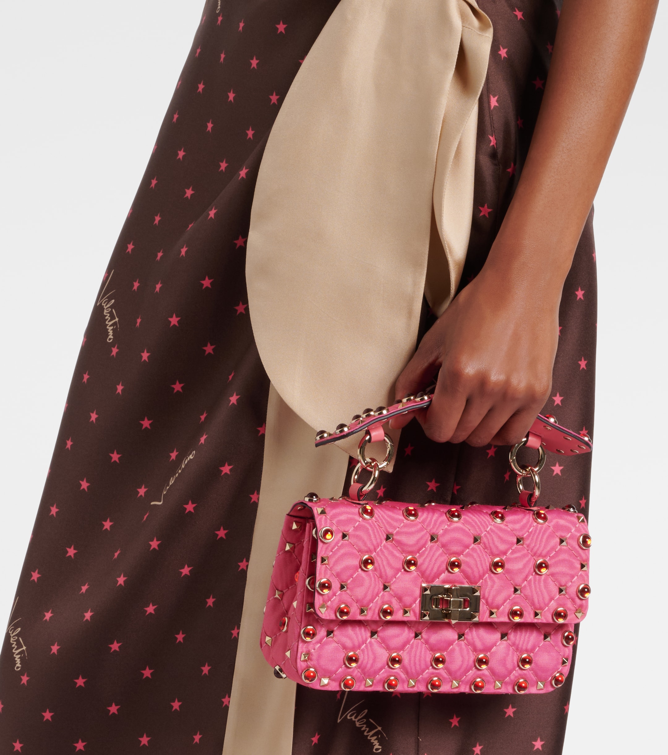 Valentino Garavani Rockstud Spike Small moiré top-handle bag thumbnail