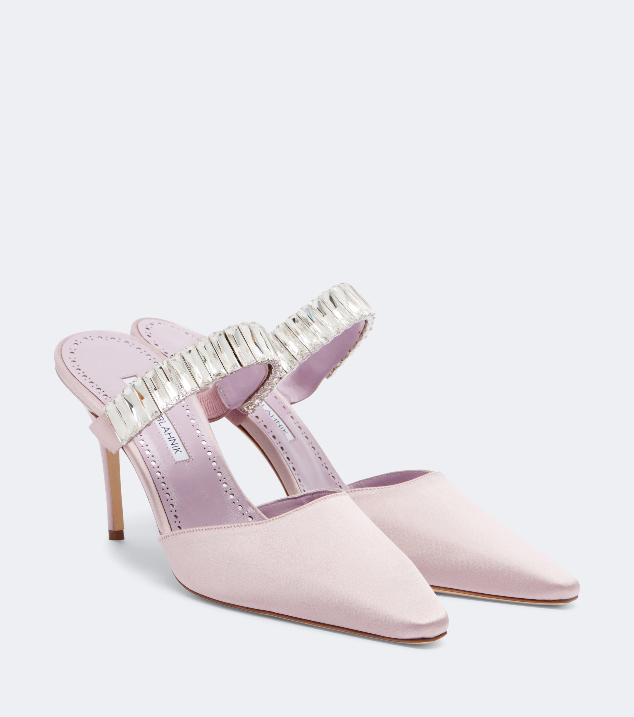 MANOLO BLAHNIK Manolo Blahnik Zumbon embellished satin mules