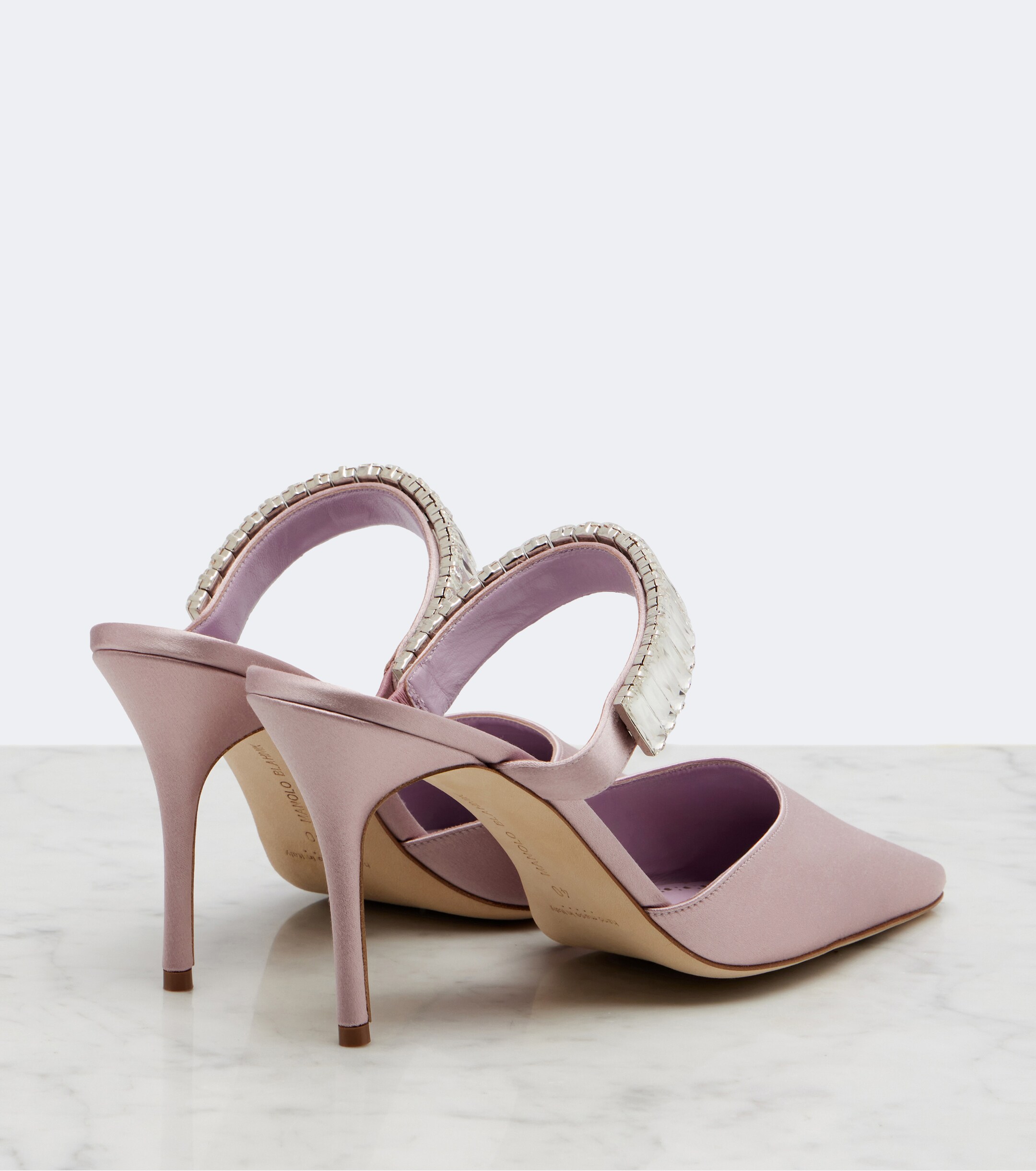 MANOLO BLAHNIK Manolo Blahnik Zumbon embellished satin mules
