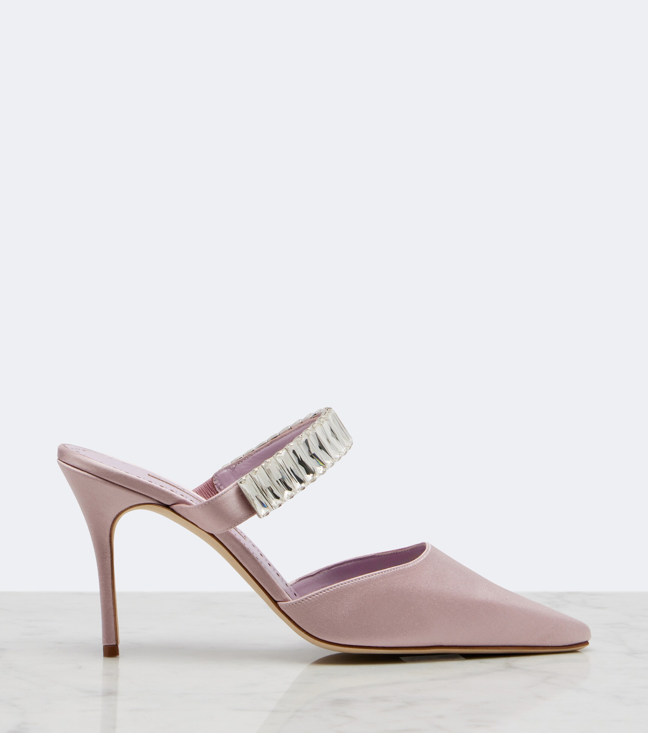 MANOLO BLAHNIK Manolo Blahnik Zumbon embellished satin mules