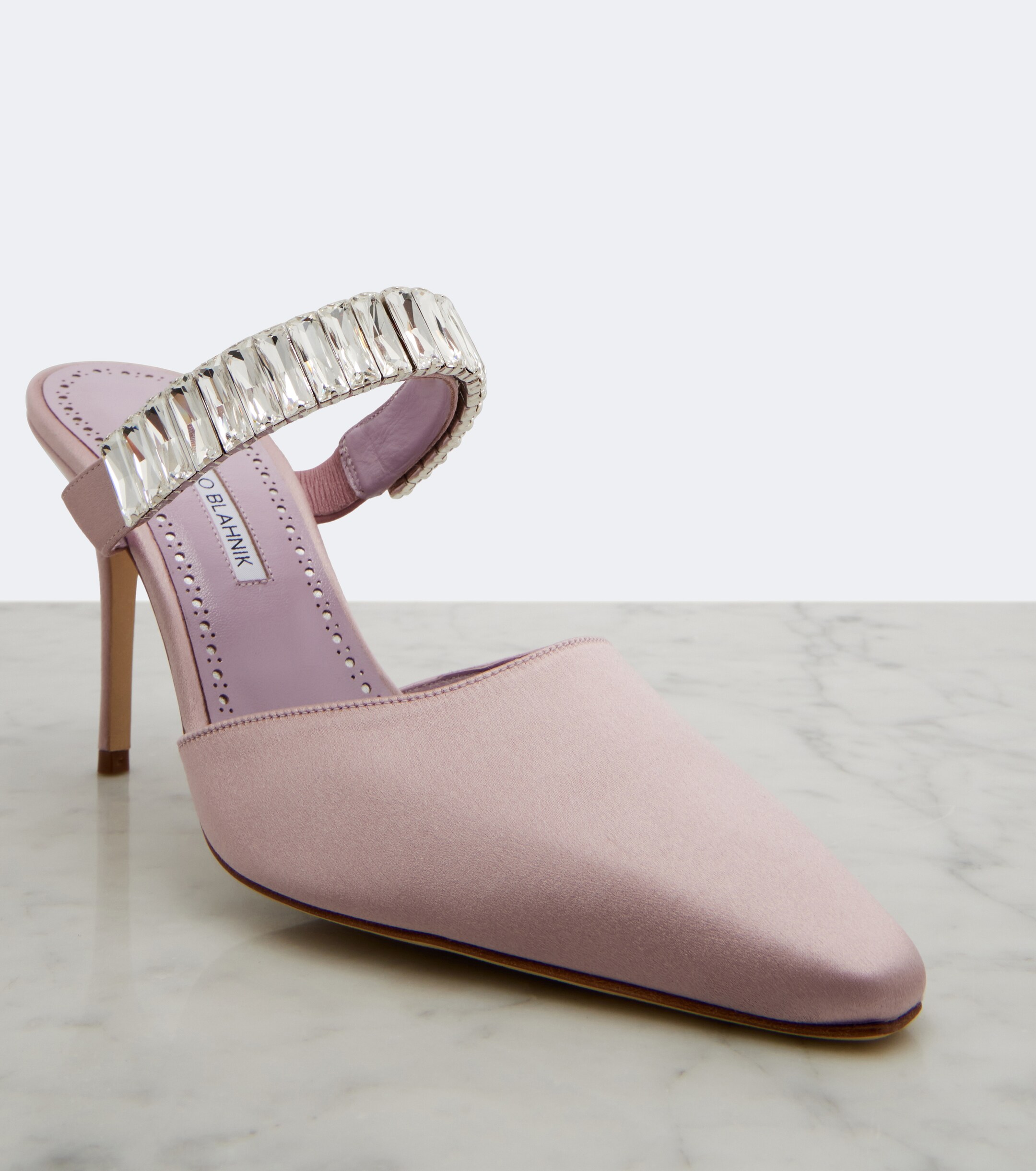 MANOLO BLAHNIK Manolo Blahnik Zumbon embellished satin mules